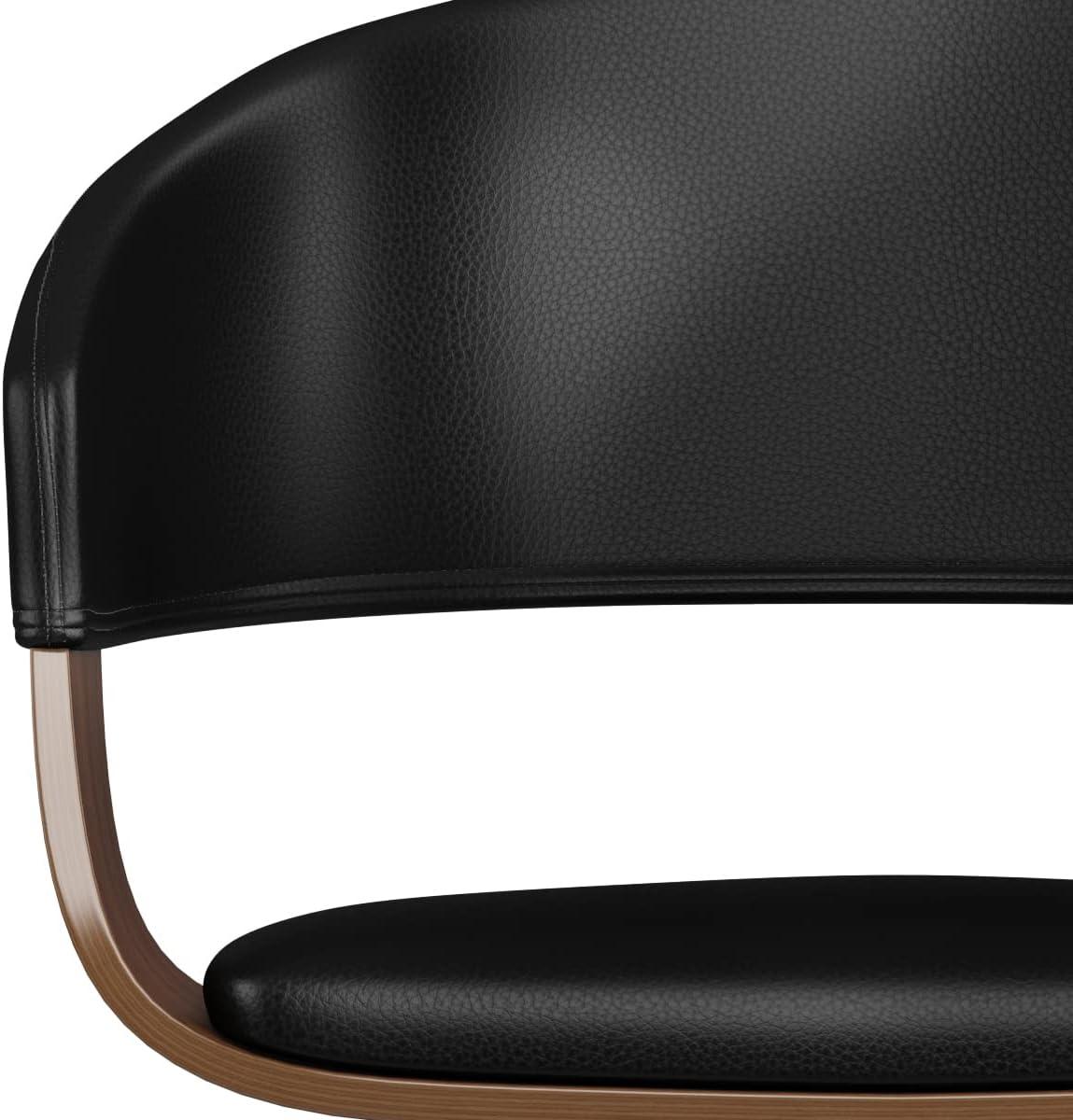 Simpli Home Lowell Bentwood Upholstered Dining Chair with Curved Backrest in Mid-Century Modern Style