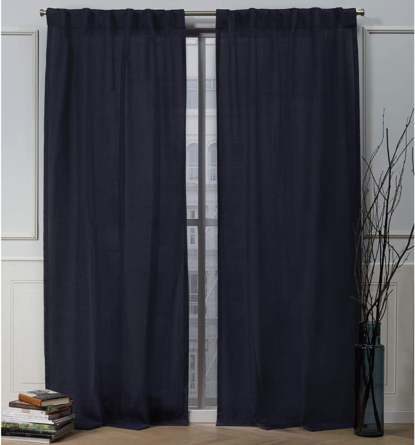 Nicole Miller Nicole Miller Faux Linen Slub Textured Hidden Tab/Rod Pocket Top Light Filtering Curtain Panel Pair (Set of 2)