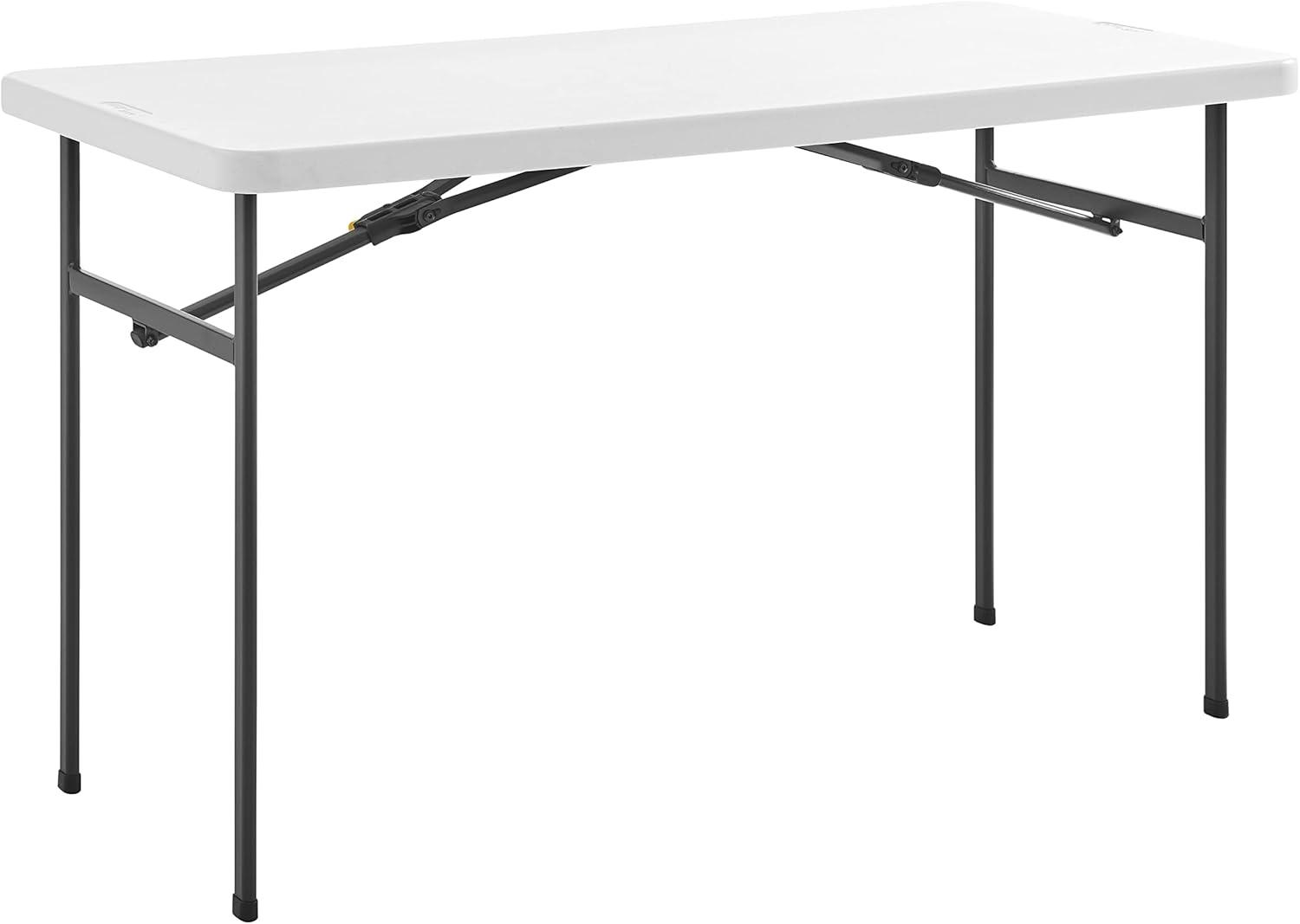 White 4ft Folding Utility Table with Steel Legs