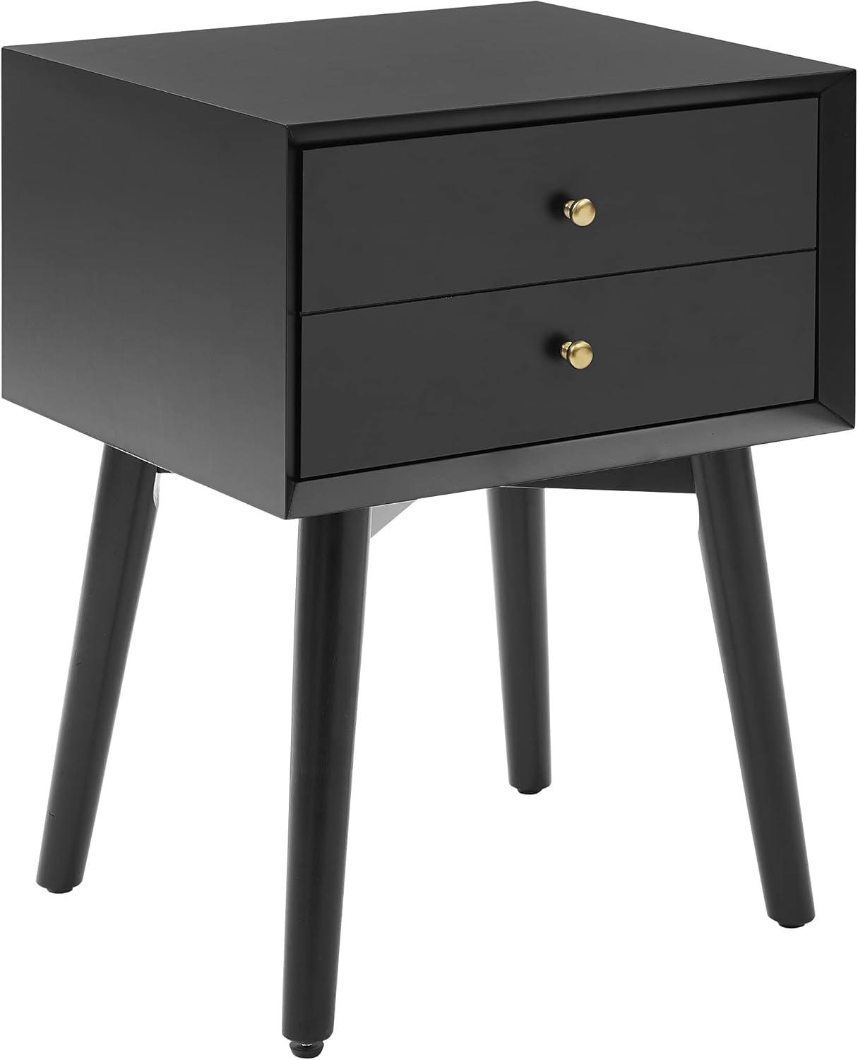 Landon Nightstand Matte Black - Crosley: Bedside Table with Storage, Wood Veneer, Metal Hardware
