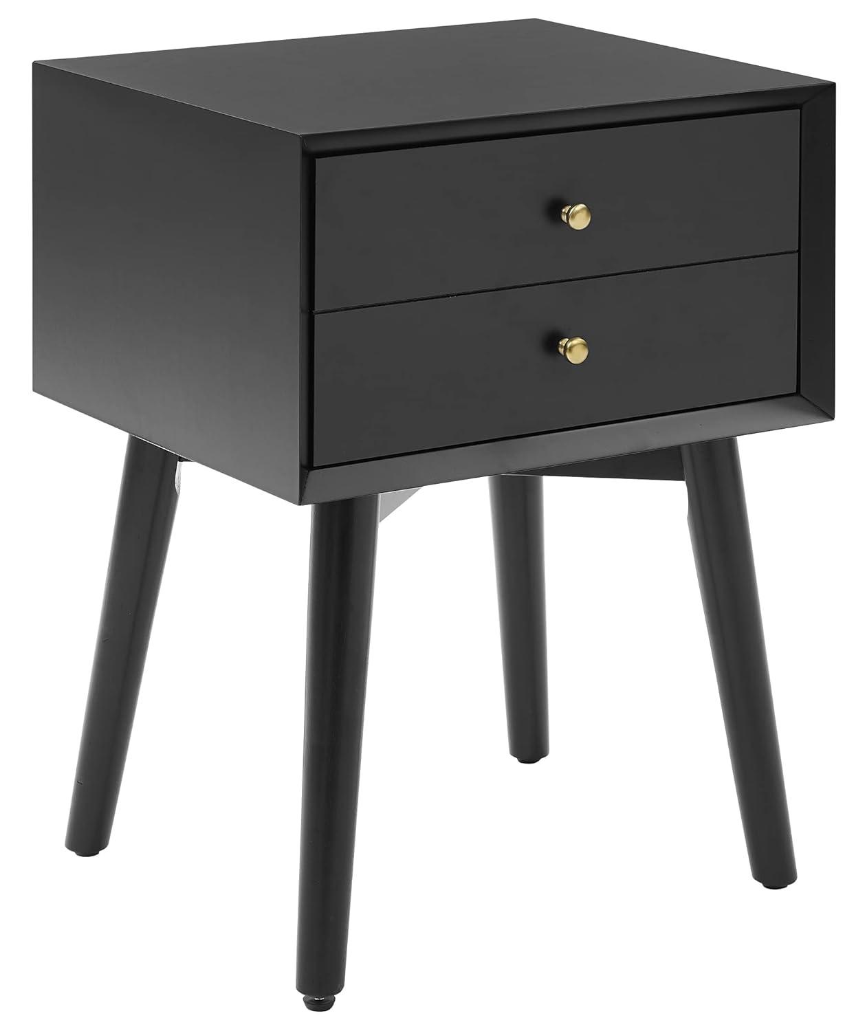 Landon Nightstand Matte Black - Crosley: Bedside Table with Storage, Wood Veneer, Metal Hardware