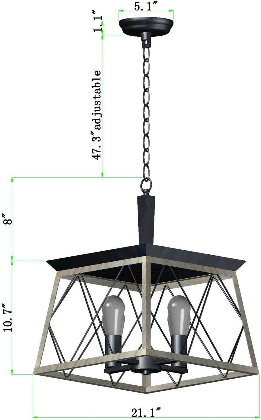 Farmhouse White Metal Cage 4-Light LED Chandelier