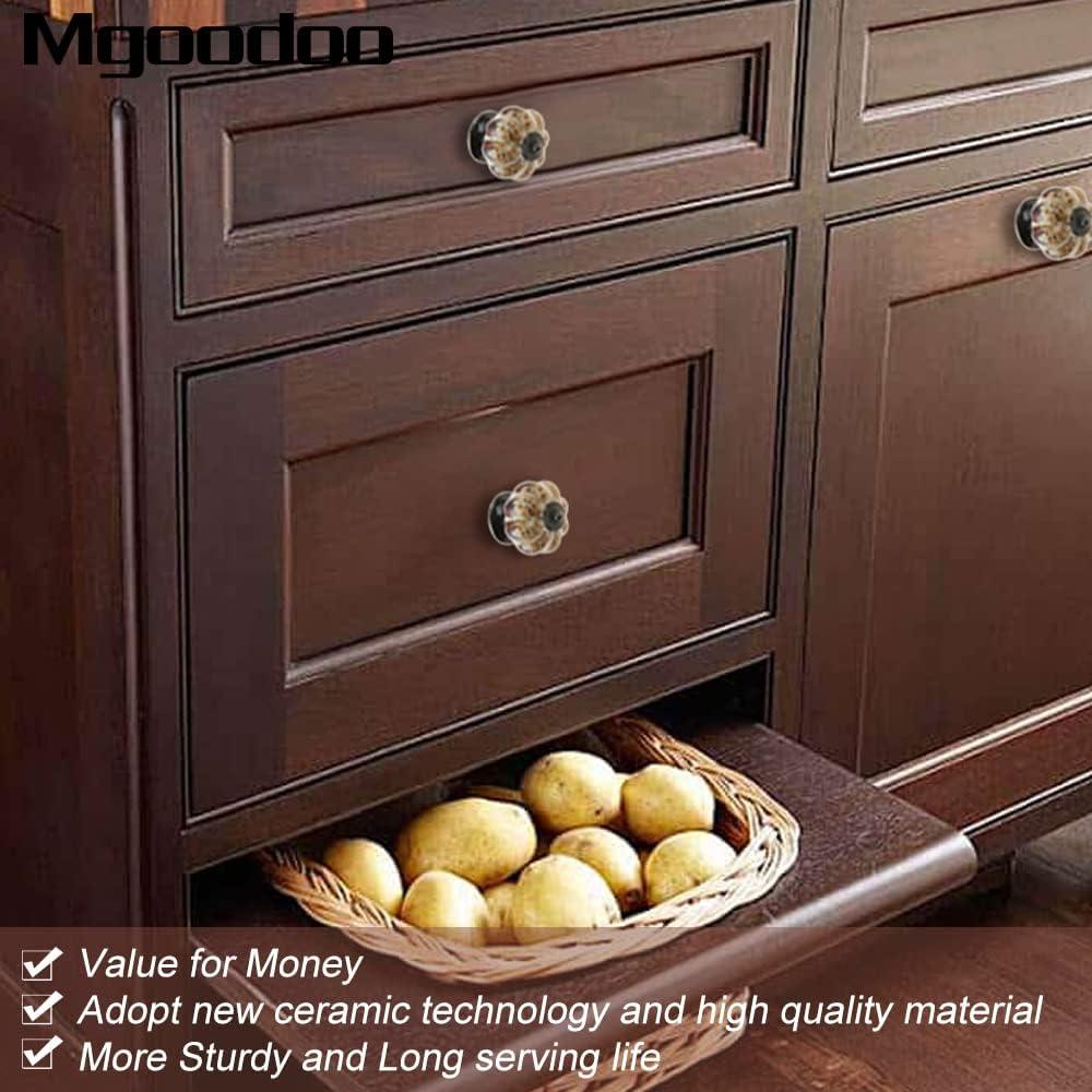 Mgoodoo 1.57" Ceramic Pumpkin Knobs, 20PCS Vintage Cabinet Drawer Pulls for Dresser Drawer Cupboard Closet Kitchen Hardware White