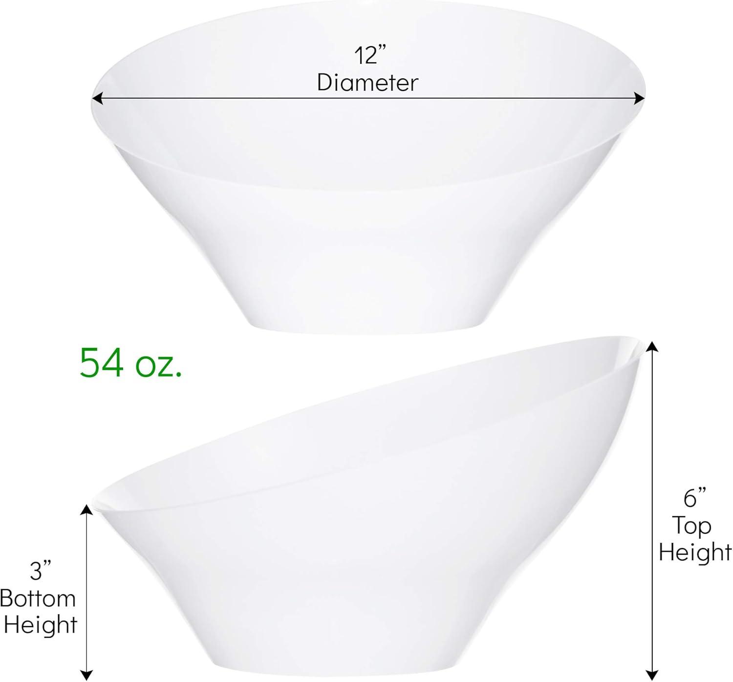 PLASTICPRO Angled Plastic Serving Bowls White Disposable Bowls Party Supplies, Large 4-Pack