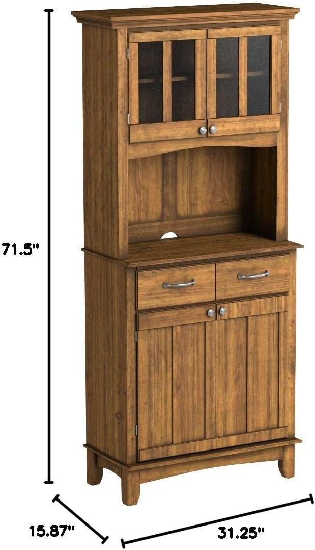 Small Buffet of Buffets Server with Hutch and Oak Top Oak - Homestyles: Traditional Storage, Glass Doors, Adjustable Shelves