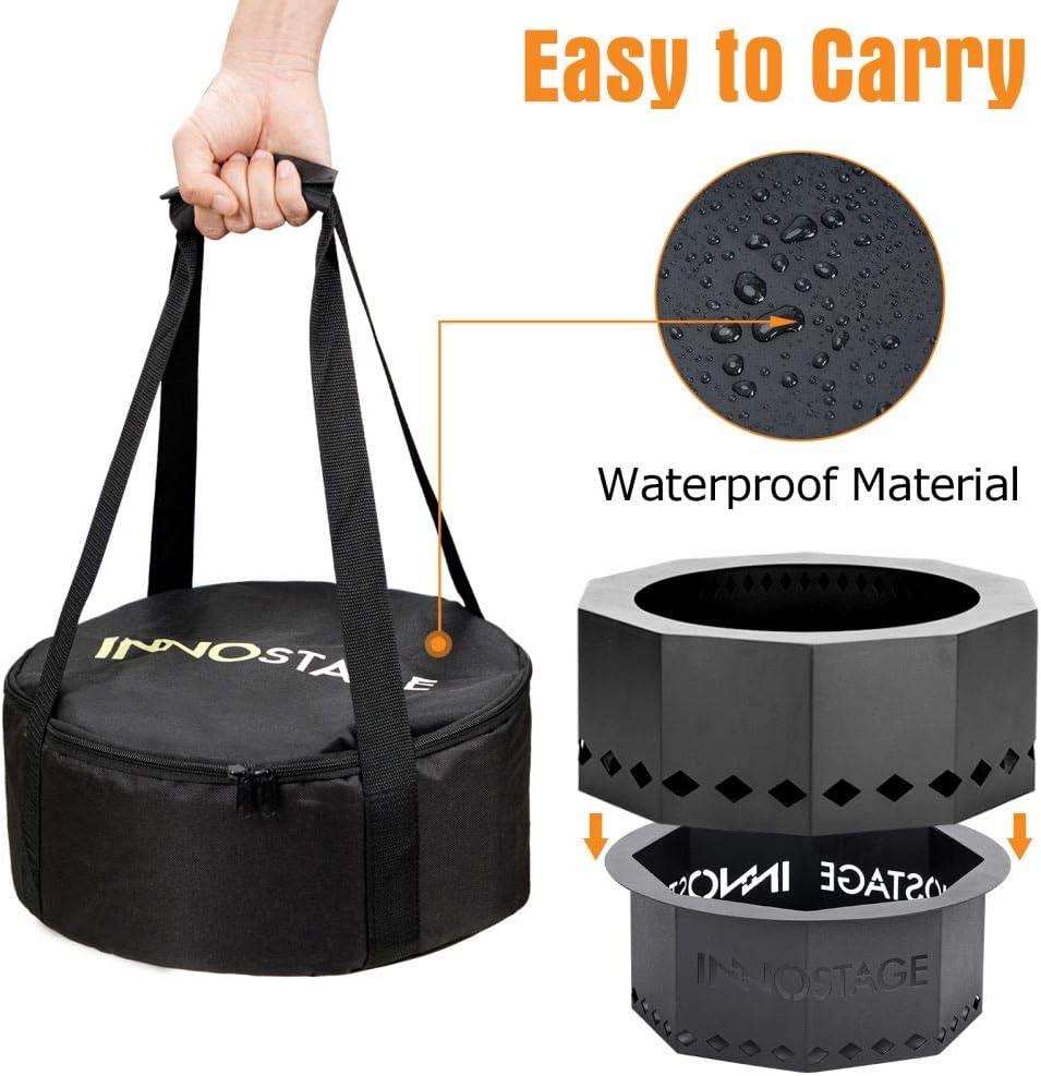 INNO STAGE Patented Smokeless Fire Pit, 13 Inch Low Smoke Camping Stove Outdoor Wood Pellet Burning Spark Portable Carrying Bag, Firepit Grill Bowl of Fireplace Picnic Camping Cooking on Beach - S