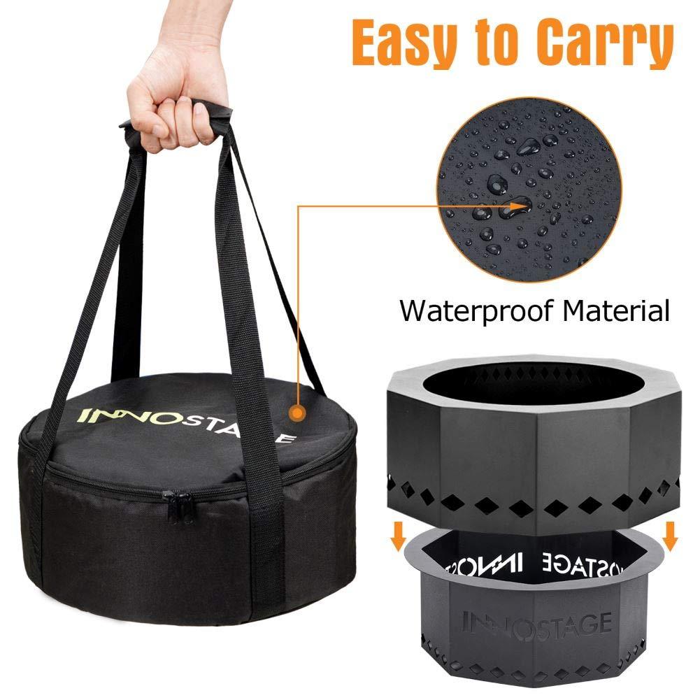 INNO STAGE Patented Smokeless Fire Pit, 13 Inch Low Smoke Camping Stove Outdoor Wood Pellet Burning Spark Portable Carrying Bag, Firepit Grill Bowl of Fireplace Picnic Camping Cooking on Beach - S