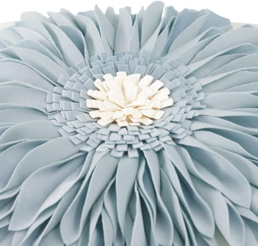 Blue Cotton Euro 3D Sunflower Throw Pillow Cover