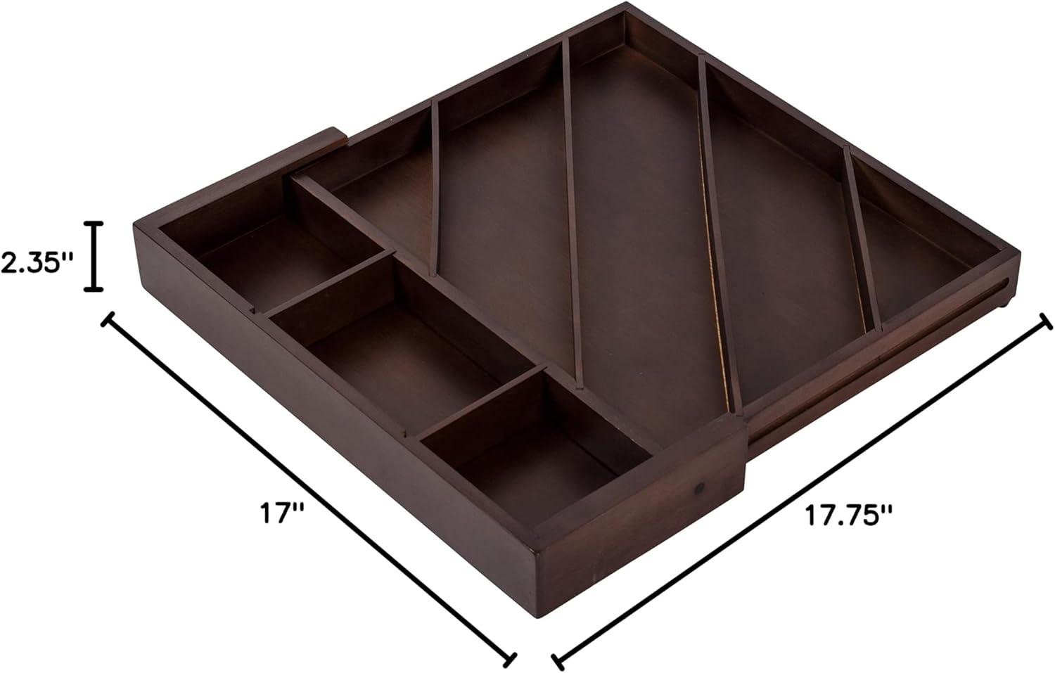 Expandable Walnut Bamboo Diagonal Drawer Organizer