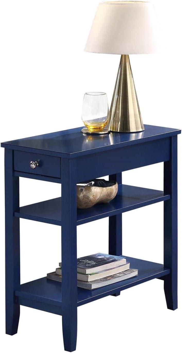 Convenience Concepts American Heritage 1 Drawer Chairside End Table with Shelves, Cobalt Blue