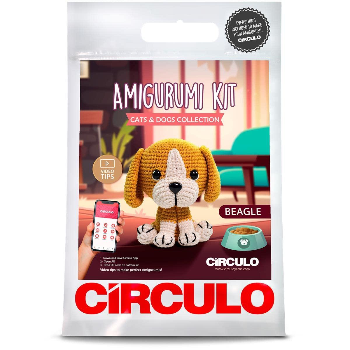CRCULO Amigurumi Crochet Kit - Cats & Dogs - All Included, Easy Instructions - Intermediate Animal Crochet Set - Premium Yarn Beagle