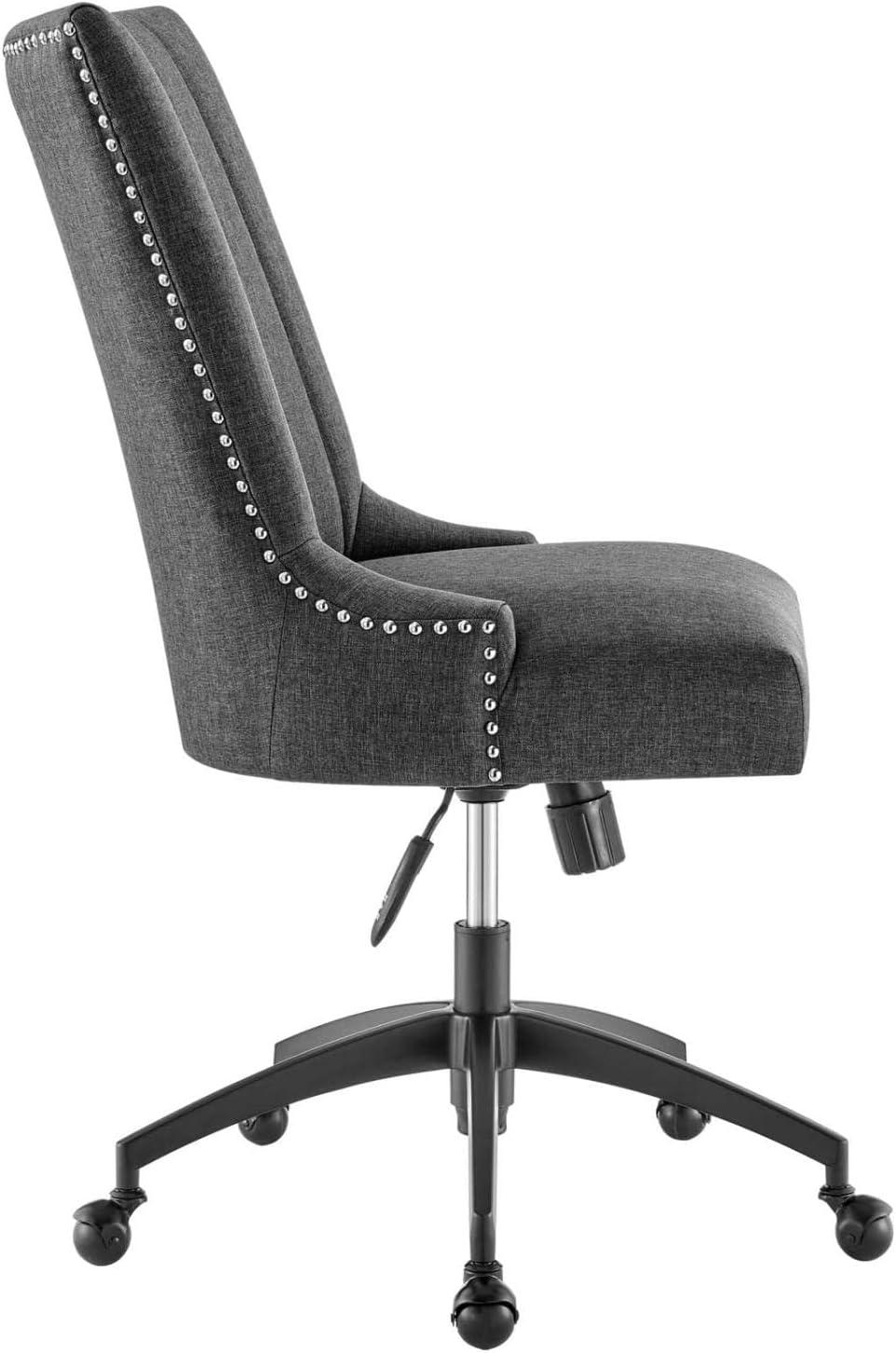 Empower Channel Tufted Fabric Office Chair Black/Gray - Modway: Modern Desk Chair with Casters, Adjustable Height