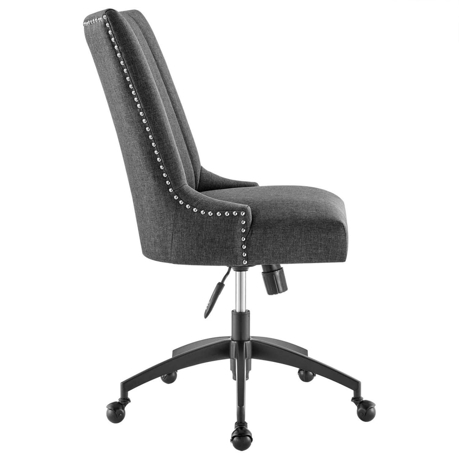 Empower Channel Tufted Fabric Office Chair Black/Gray - Modway: Modern Desk Chair with Casters, Adjustable Height