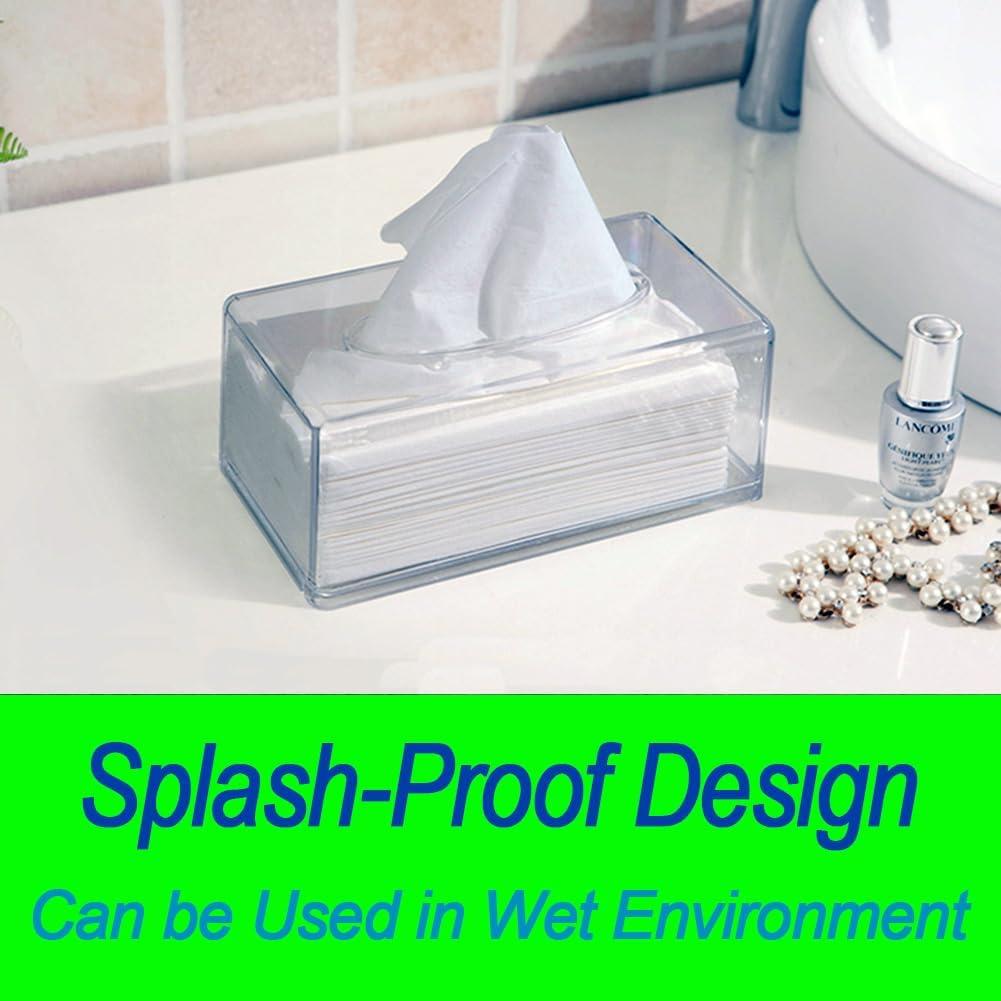 Square Clear Acrylic Tissue Box, Box Covers Rectangular, Bathroom Facial Napkin Box Holders, Table Clear Dryer Sheet Dispenser for Bathroom, Kitchen and Cars Transparent Rectangular