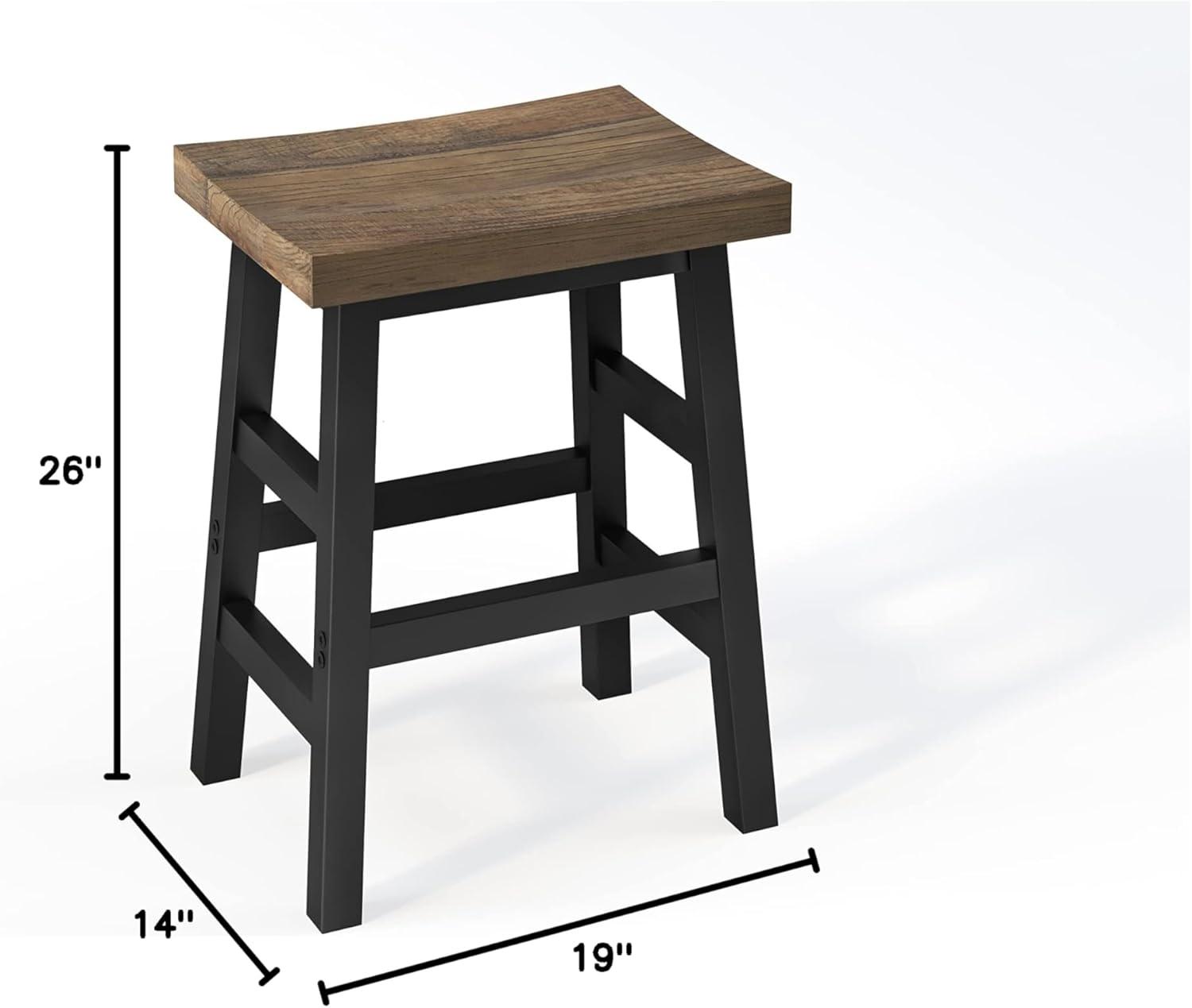 26" Pomona Reclaimed Wood Counter Height Barstool with Metal Legs Brown - Alaterre Furniture