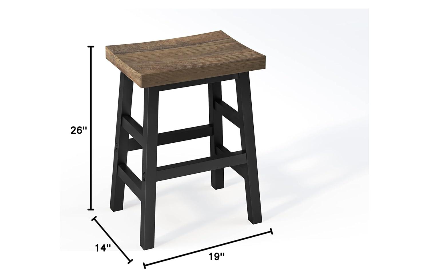 26" Pomona Reclaimed Wood Counter Height Barstool with Metal Legs Brown - Alaterre Furniture