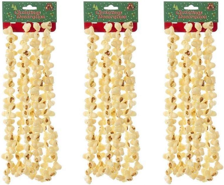 Kurt Adler Plastic Popcorn Garland For Christmas Decoration, Yellow 9 Ft. Long