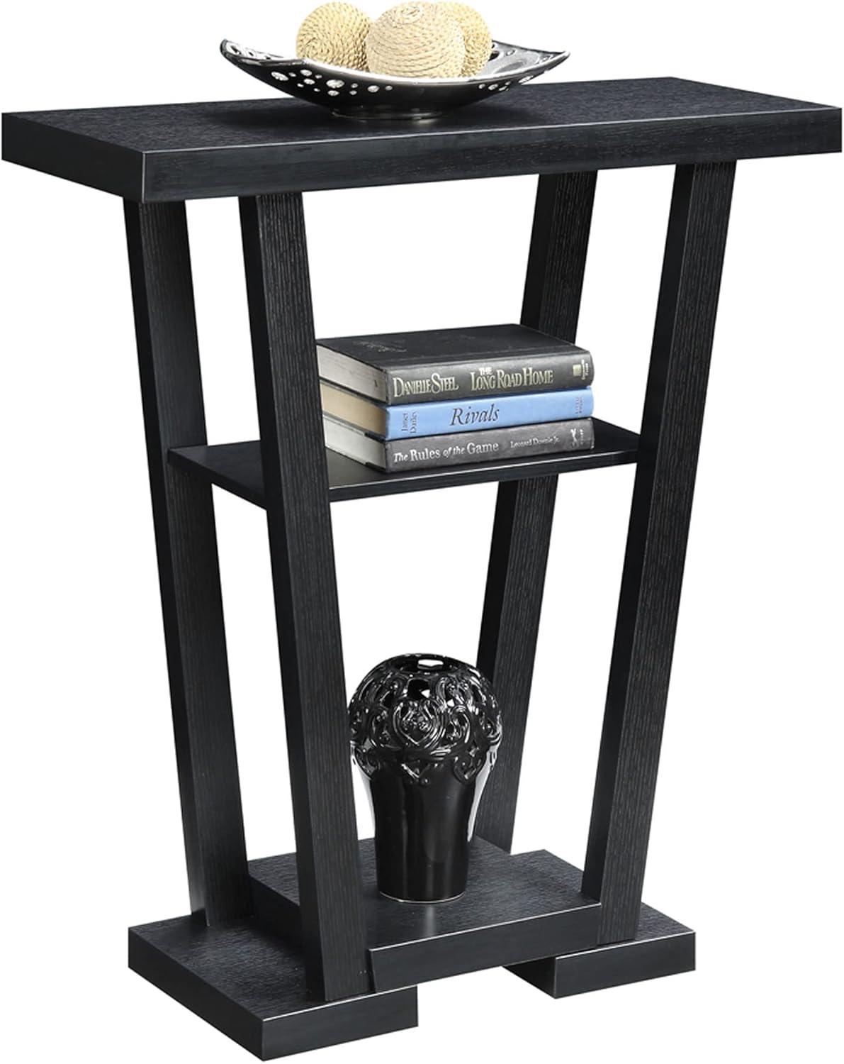 Convenience Concepts Newport V Console with Shelves, Black