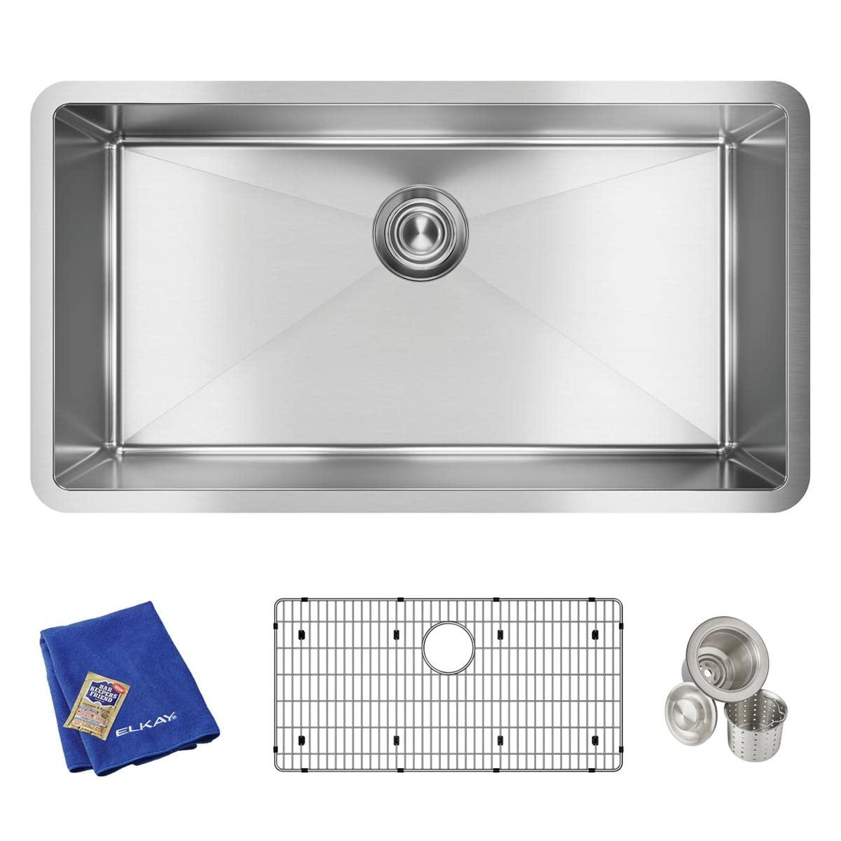 Crosstown 16 Gauge 33" L x 18" W Undermount Kitchen Sink Kit