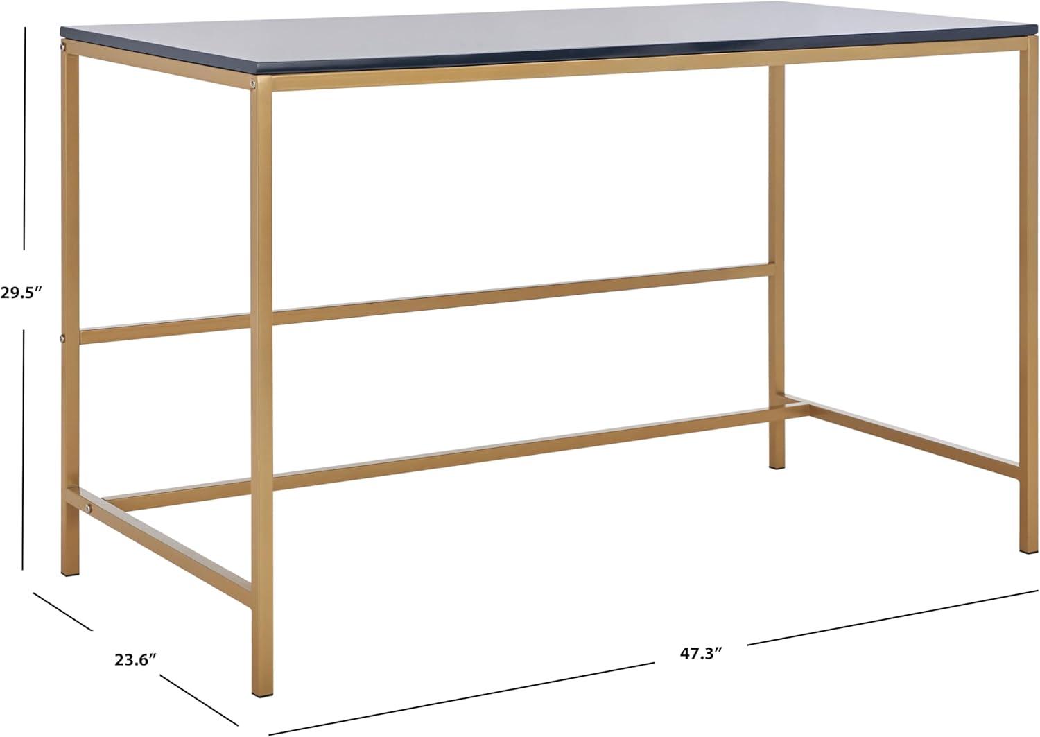 SAFAVIEH Nova Scandinavian Navy/Gold Wood Writing Desk (47.3 in. W x 23.6 in. D x 29.5 in. H)