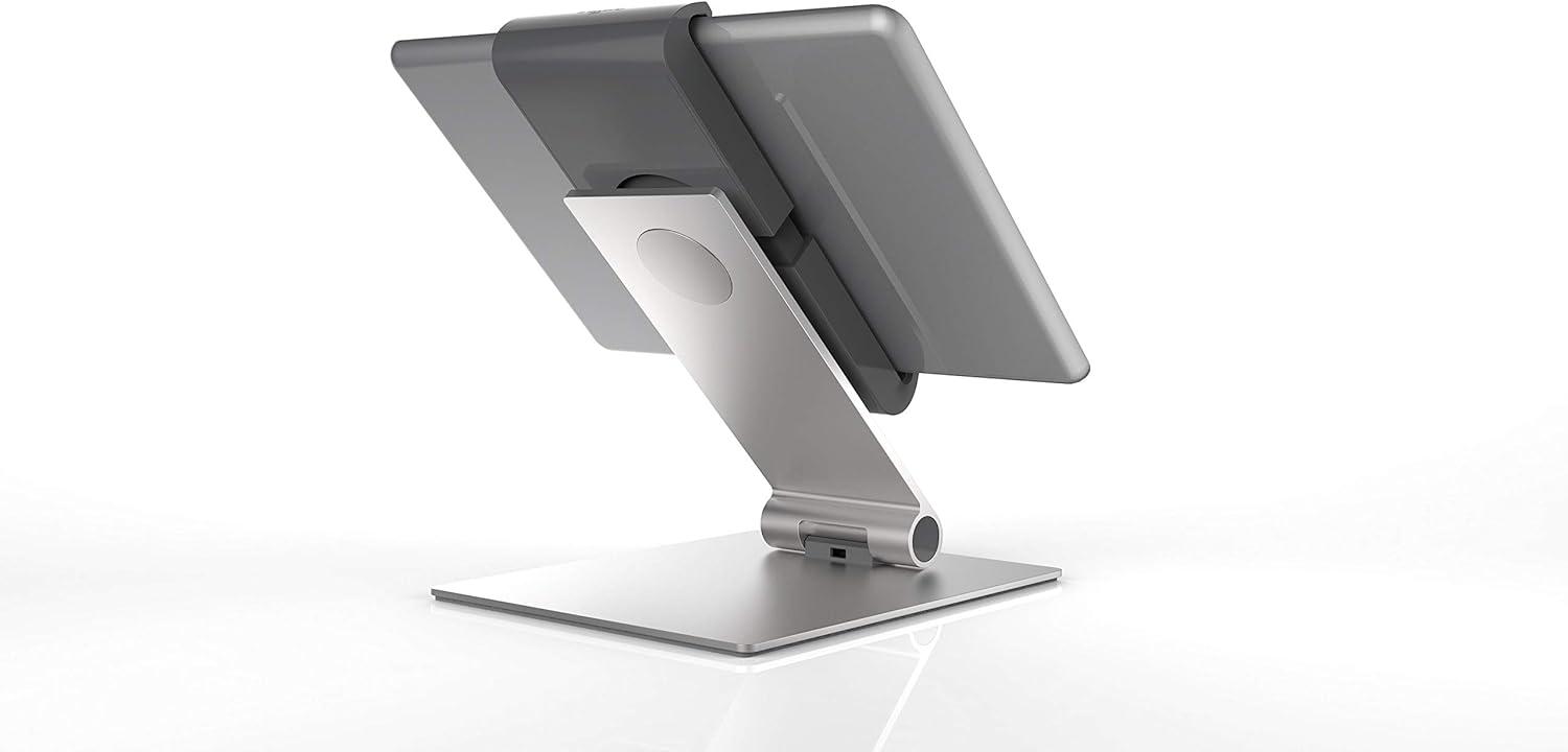 DURABLE Tablet Holder Desk Stand (7-13 Inches, 360 Degrees Rotation with Anti-Theft Device) Silver/Charcoal (893023)