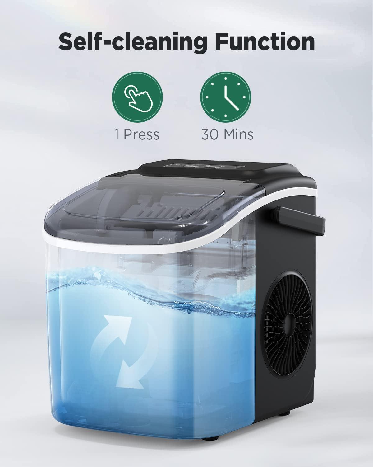 Silonn Black Portable Countertop Ice Maker with Scoop and Basket