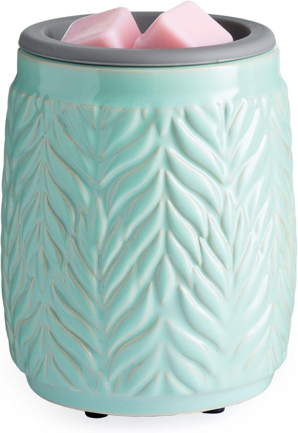 Mint Leaf Ceramic Wax Warmer with Silicone Dish