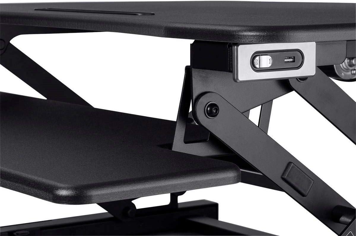 Monoprice Electric Sit-Stand Riser Desk Converter - Black (35.4 x 23.2in) Table Top for Single Display, Height Adjustable 5.9"-18.9"