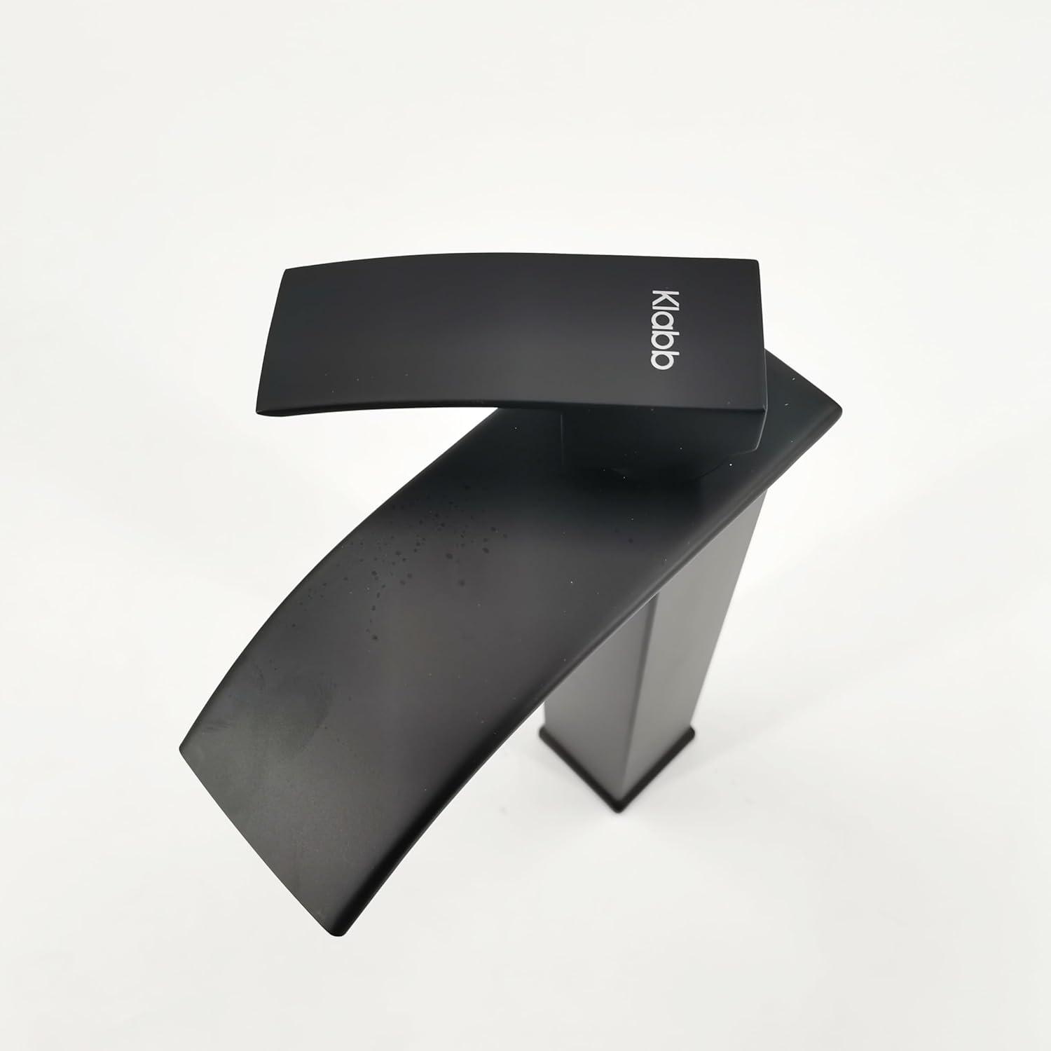 Waterfall Bathroom Faucet Single Handle，Bathroom Sink Faucet 1 Hole，Waterfall Faucet for Bathroom Sink，Vessel Sink Faucet Matte Black Tall Bathroom Faucet