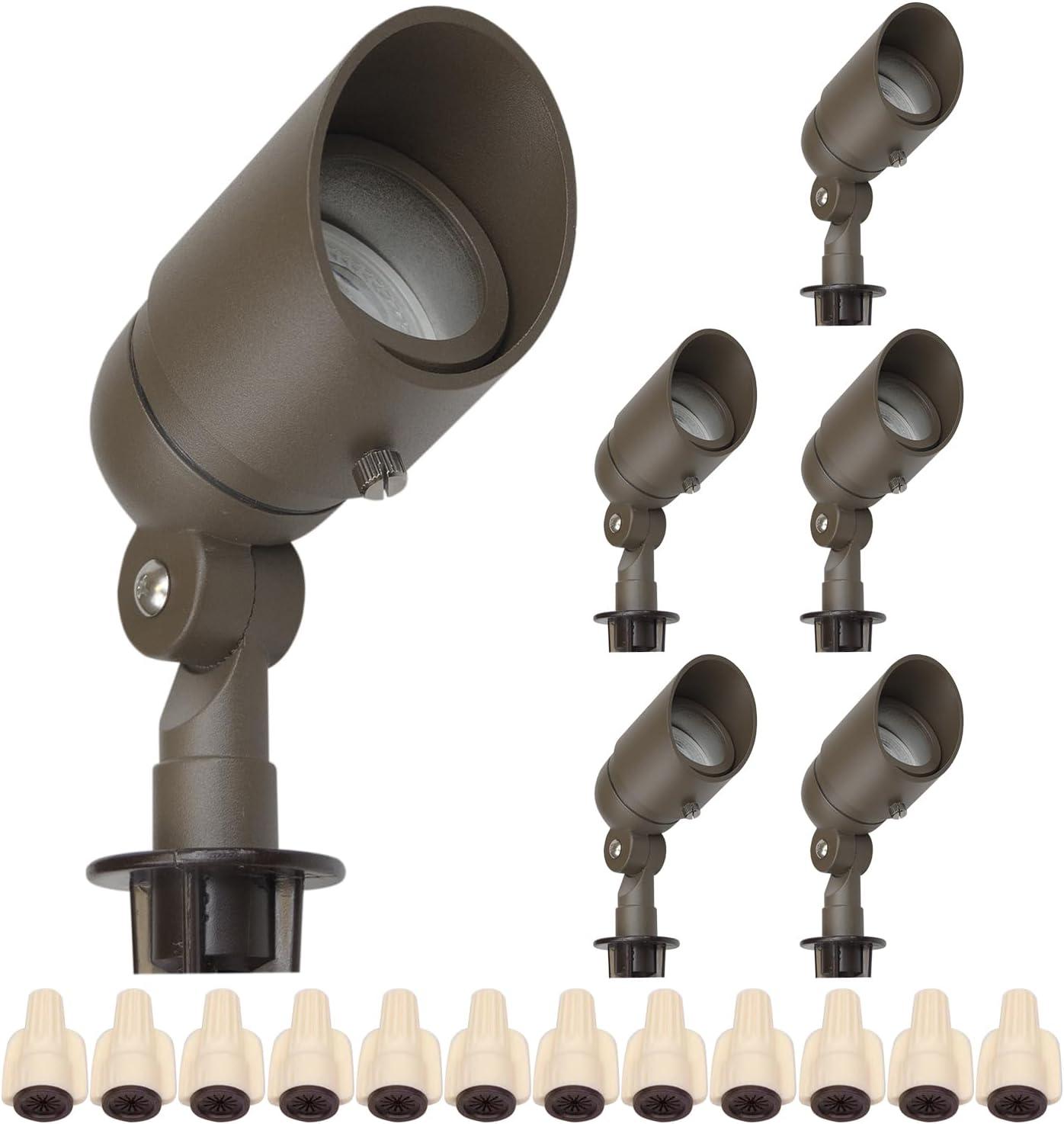 4W Landscape Spotlights (6-Pack) | Low Voltage Outdoor Spot Lights - 12V 3000K Outdoor LED Spotlight | Landscape Spotlight for House Lighting Tree Lighting | MR16 4W LED Bulb (Bronze)