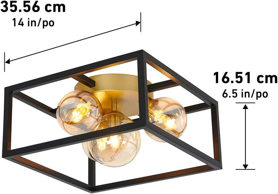 Artika Griffintown 1 Ceiling Light Geometric Flush Mount Black and Gold