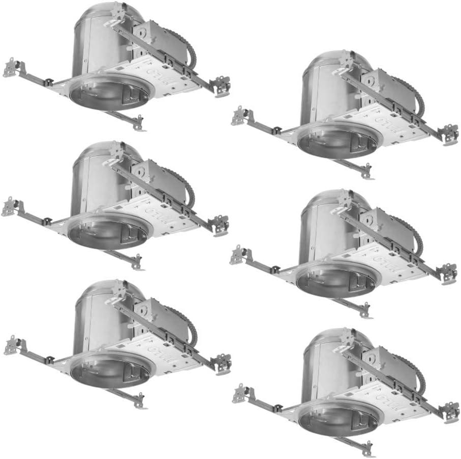 6-Pack Aluminum 6" IC Rated Recessed Housing for LED and Incandescent