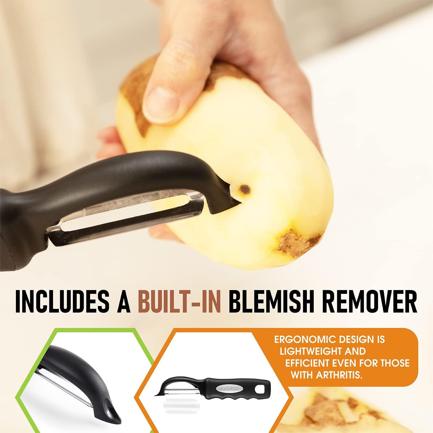 Ergonomic Black Rubber Handle Stainless Steel Vegetable Peeler