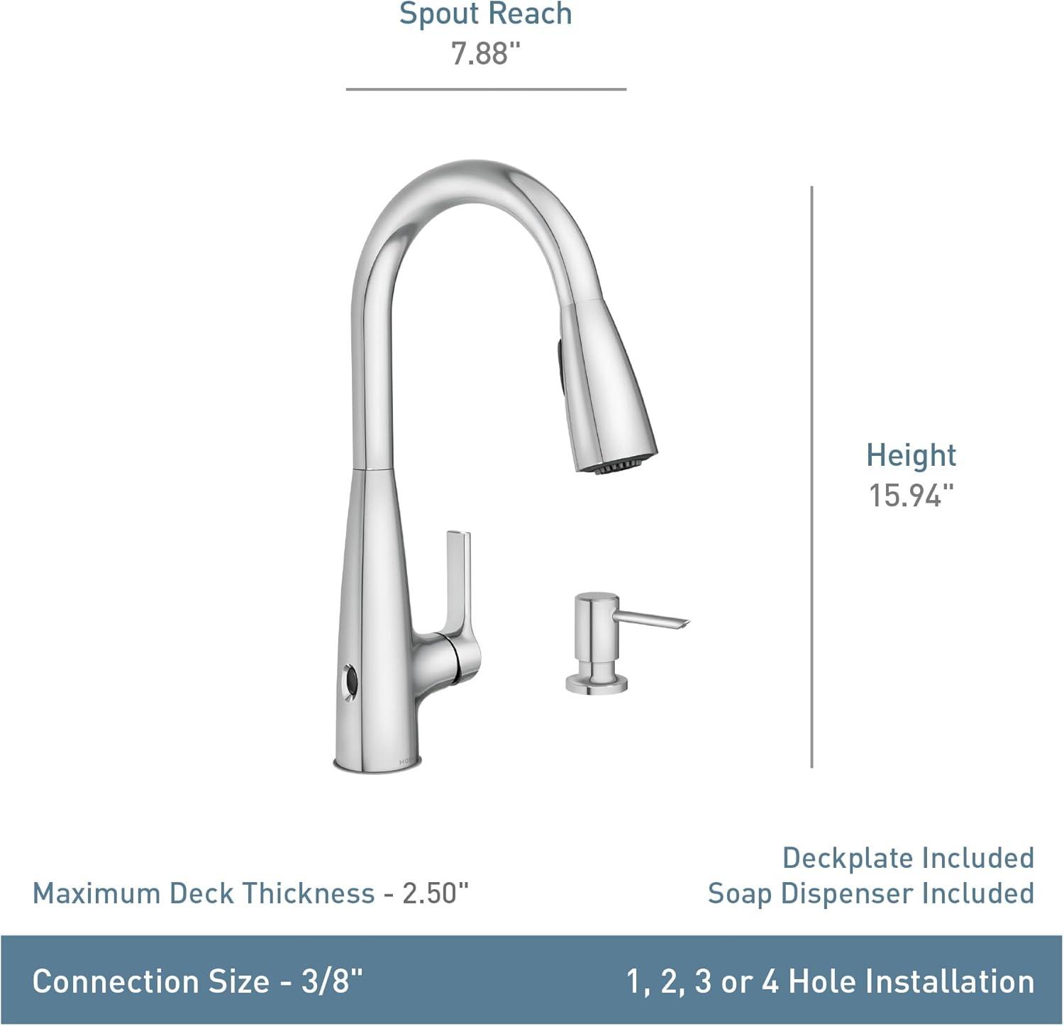 Chrome Touchless Single-Handle Pull-Down Kitchen Faucet with Soap Dispenser