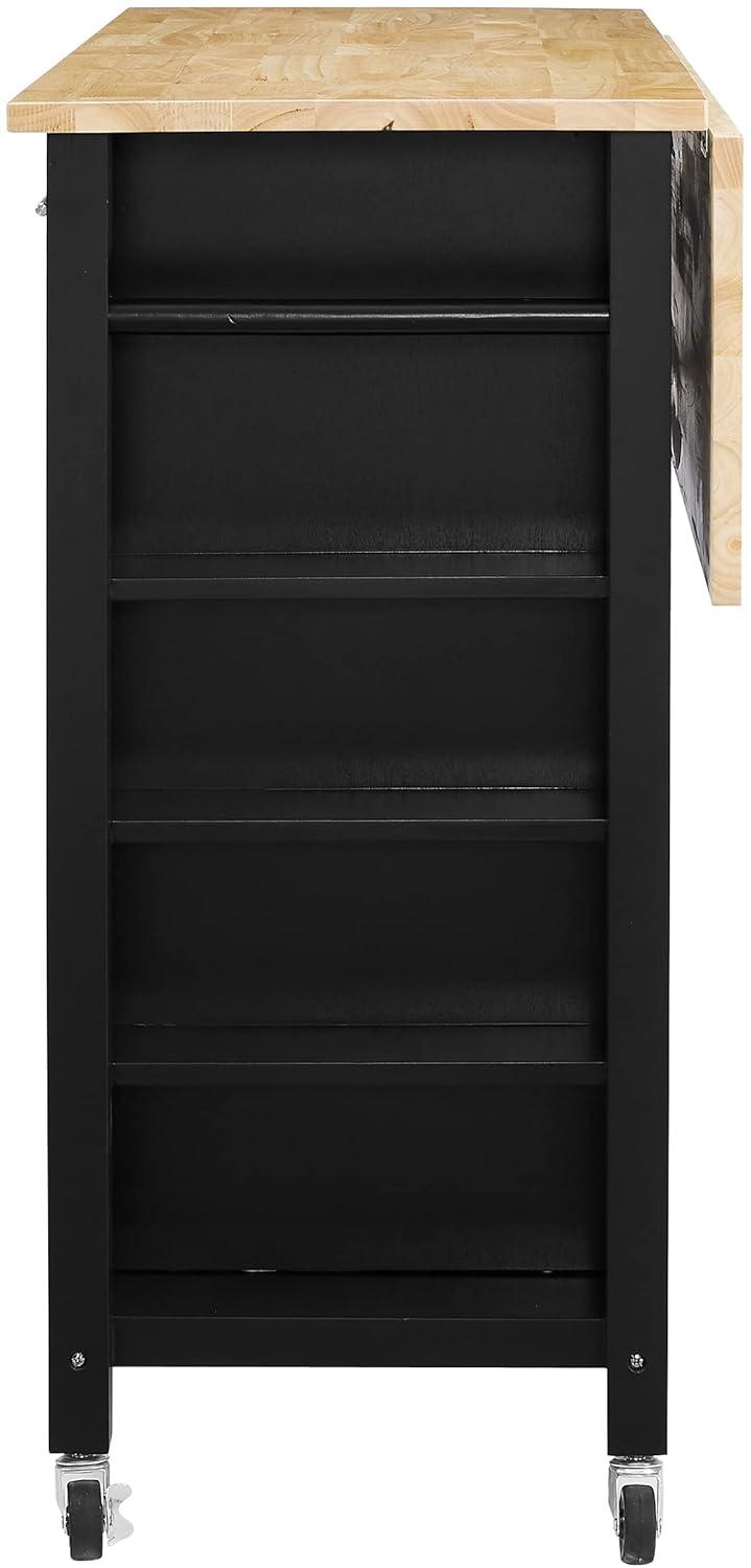 Crosley Furniture Savannah Wood Top Drop Leaf Kitchen Island/Cart in Black