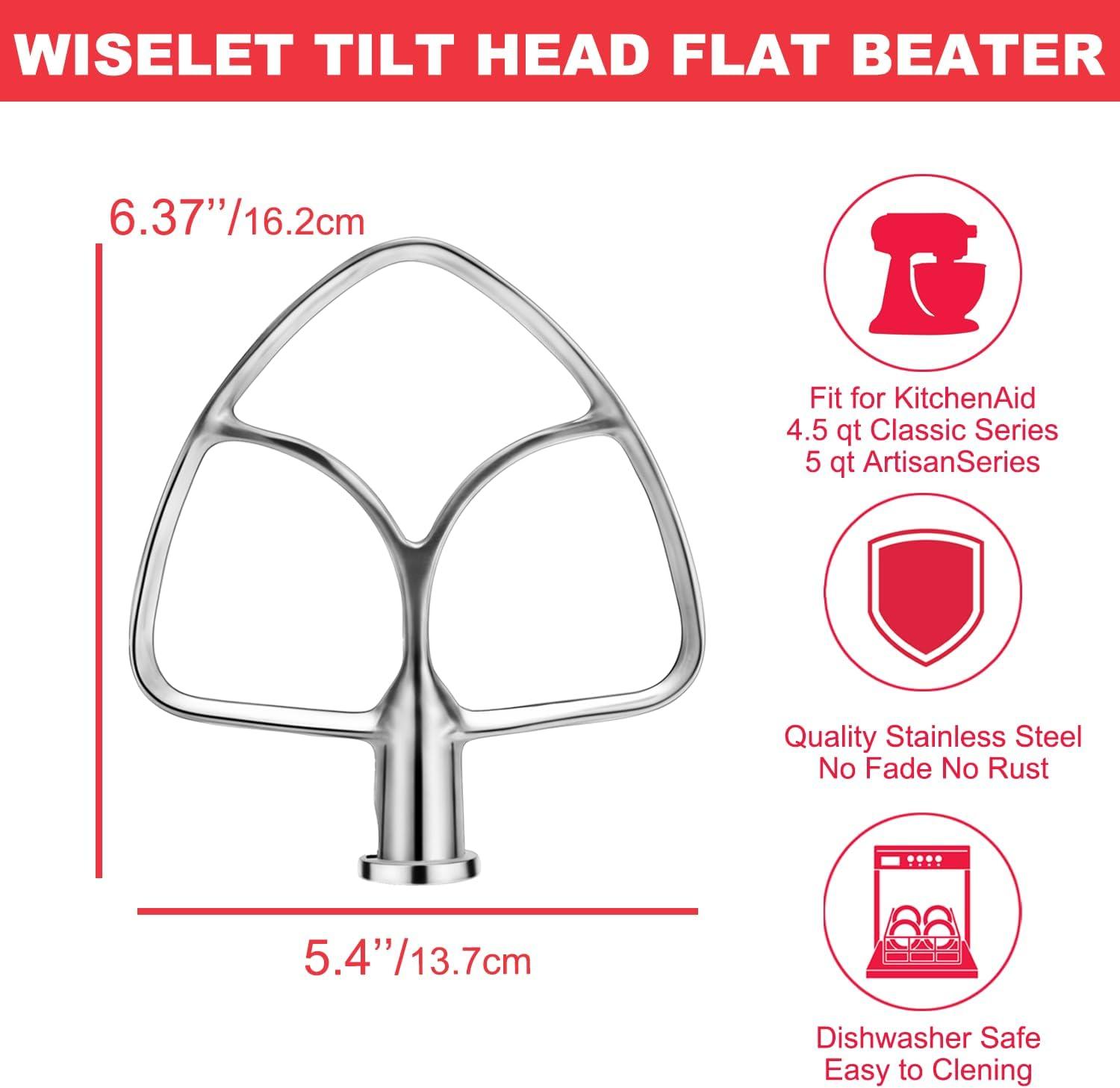 Stainless Steel Flat Beater Tilt-Stand Mixer Attachments for 4.5-5QT K45SS KSM165 KSM100 KSM95