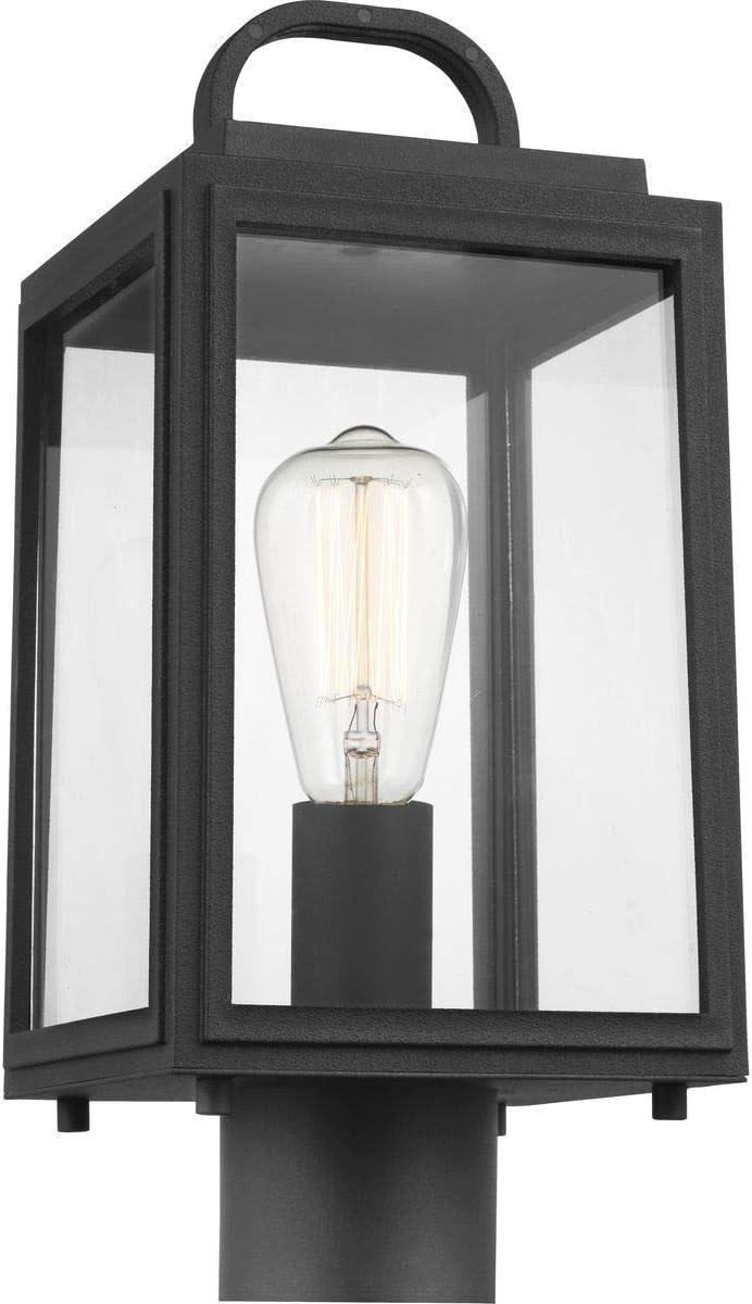 Progress Lighting Grandbury 1-Light Outdoor Post Light in Black with Clear Glass Panels and DURASHIELD Material