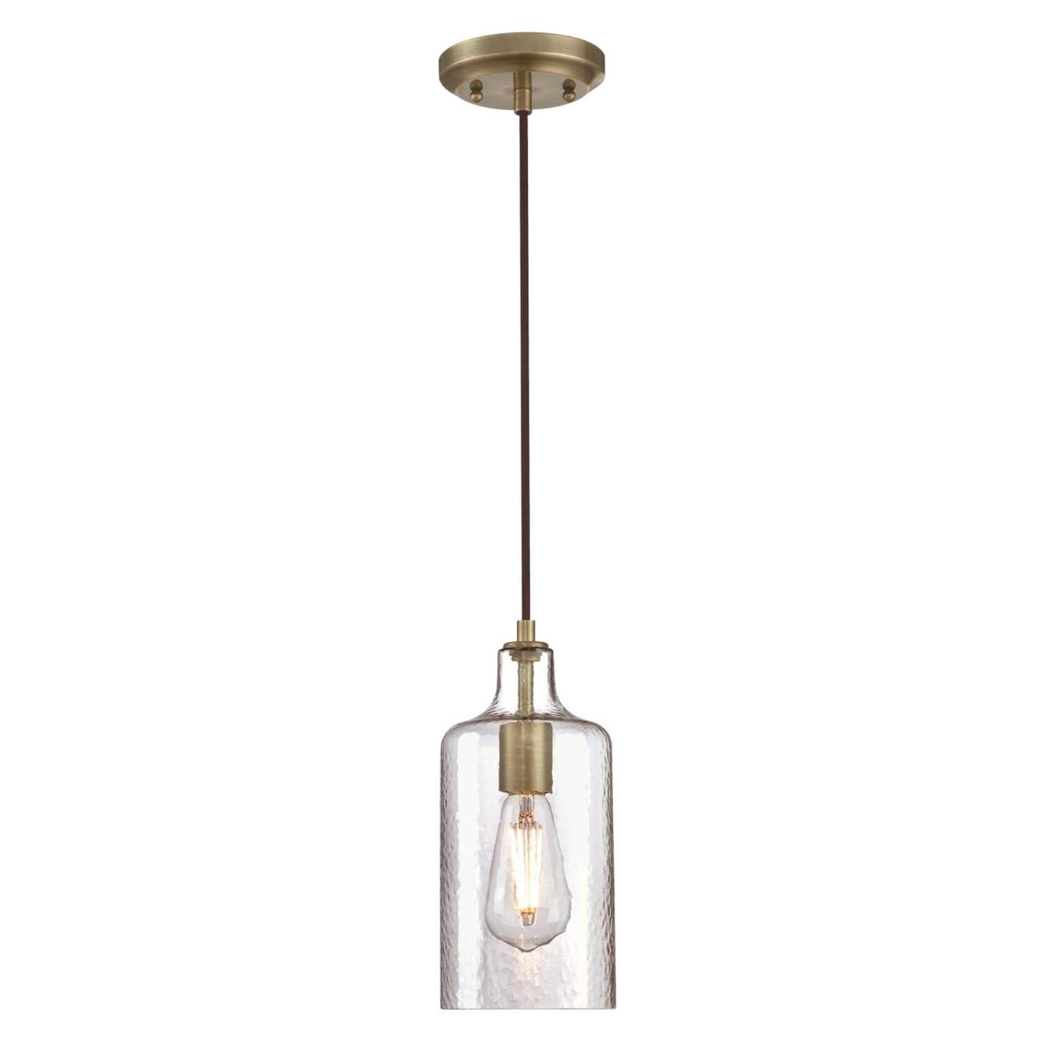 Westinghouse Carmen Mini Pendant Antique Brass Finish Clear Textured Glass