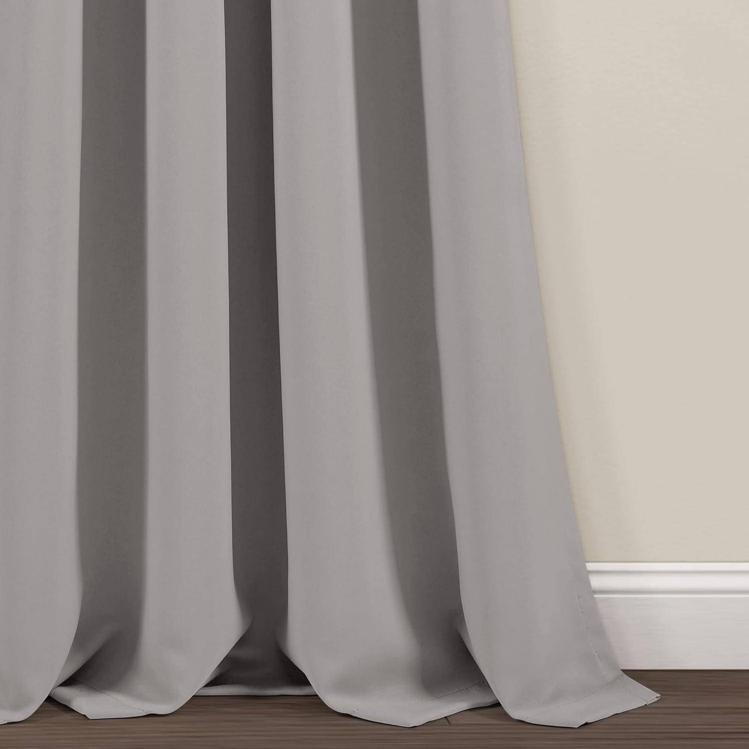 Lush Decor Insulated Grommet Blackout Window Curtain Panels, Pair, 52" W x 84" L, Gray - Classic Modern Design - Chic Window Decor - Long Curtains For Living Room, Bedroom, Or Dining Room