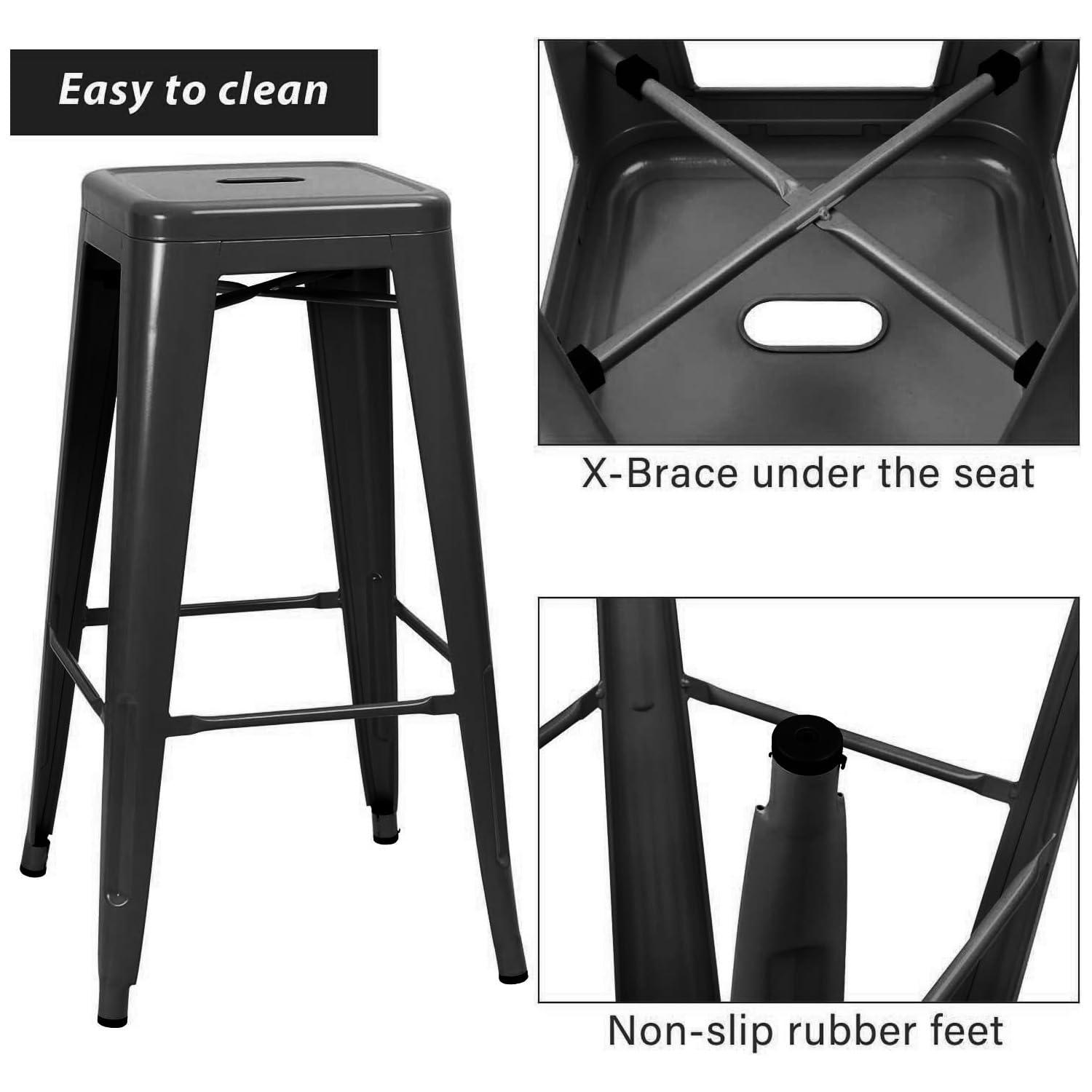 Williston Forge Kohki 24" Counter Stool Metal Bar Stools Counter Height Barstools Backless Indoor/Outdoor Bar Stools Kitchen Counter Stools Chairs(Set of 4)