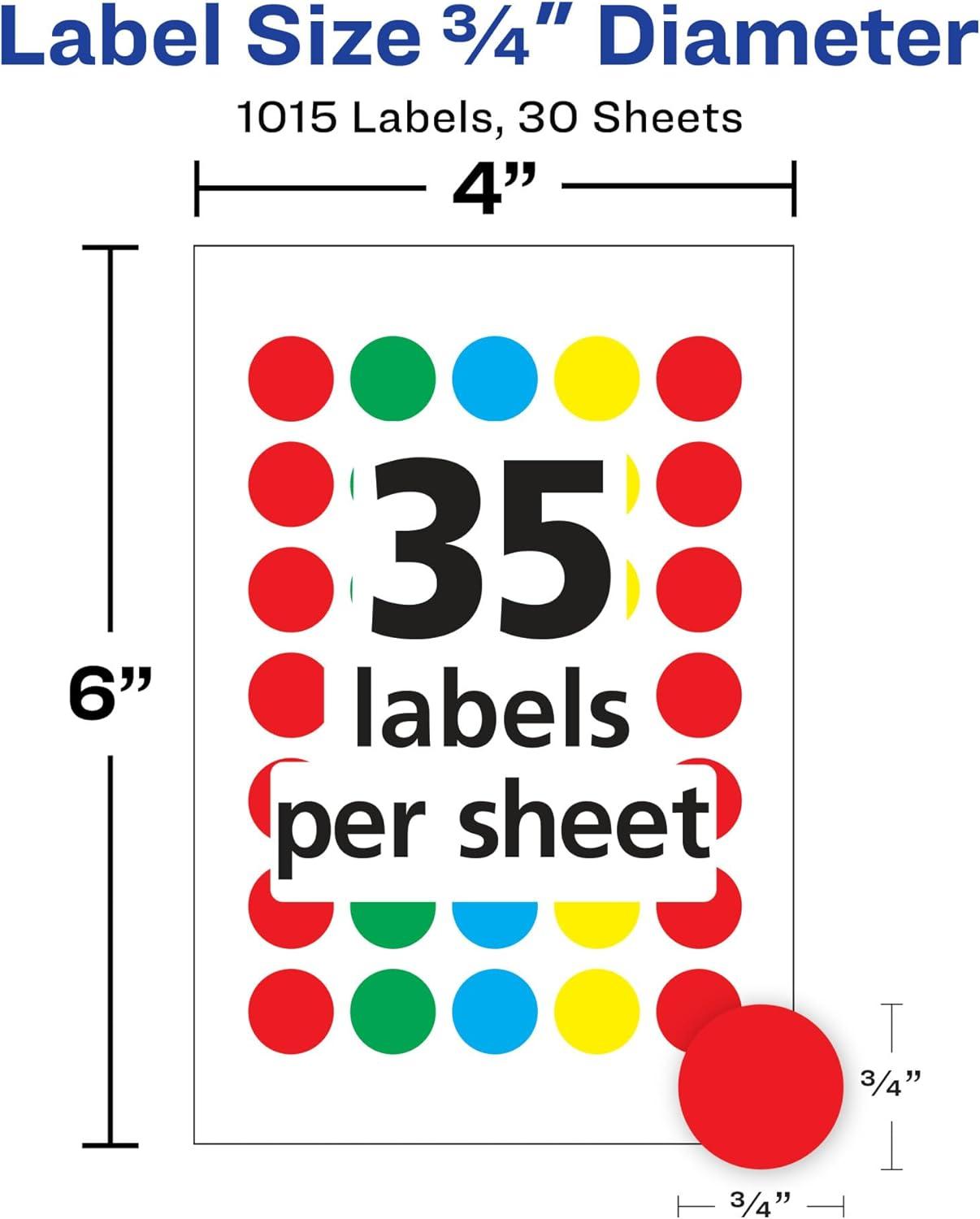 Assorted Color 3/4" Round Removable See-Through Dot Stickers