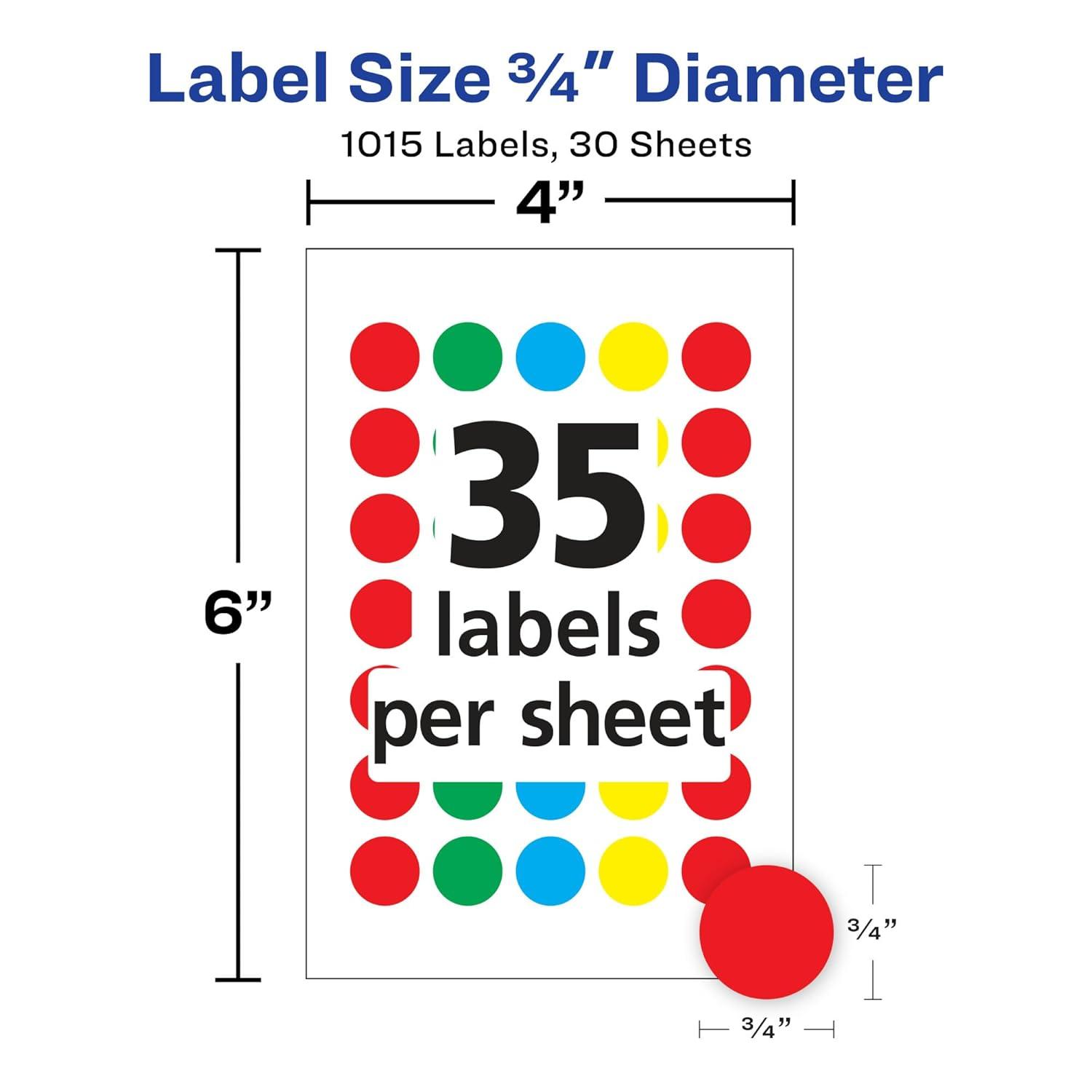 Assorted Color 3/4" Round Removable See-Through Dot Stickers