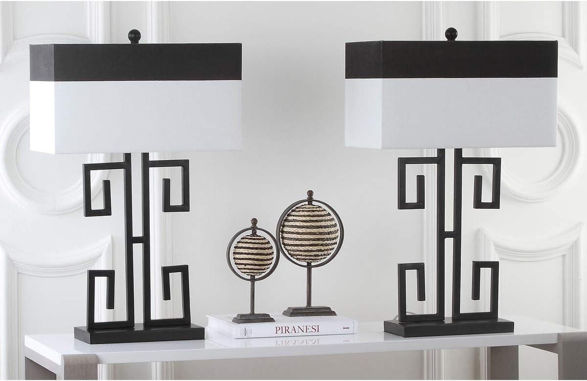 Greek Key Black and White 28-inch Table Lamp Set