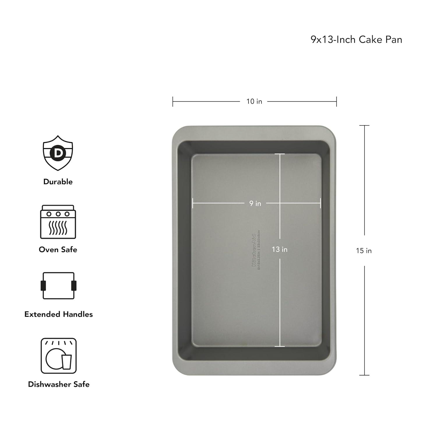 KitchenAid Aluminized Steel Nonstick 9x13-inch Sheet Cake Pan and Baking Dish, Contour Silver