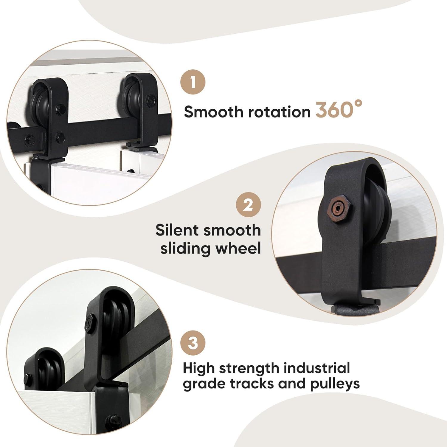 48"（24" x2） x 84" Bi-Folding Barn Door, 6-Panel with Sliding Hardware Kit Set, Pre-drilled Closet Door Slab, 4.3FT Track for 4 Finished Doors, MDF, White