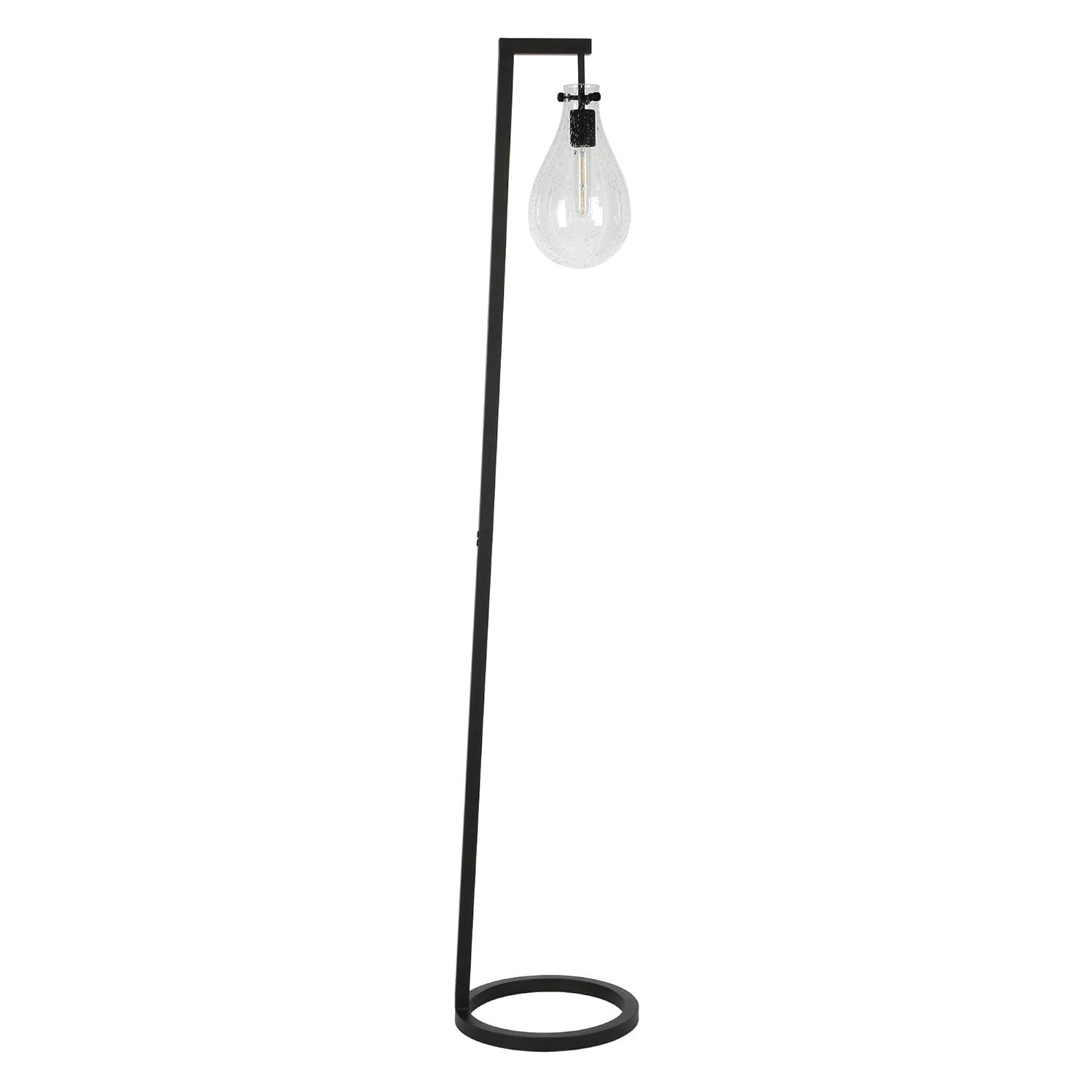 Evelyn&Zoe Weston 66" Tall Floor Lamp with Glass Shade, Blackened Bronze/Seeded