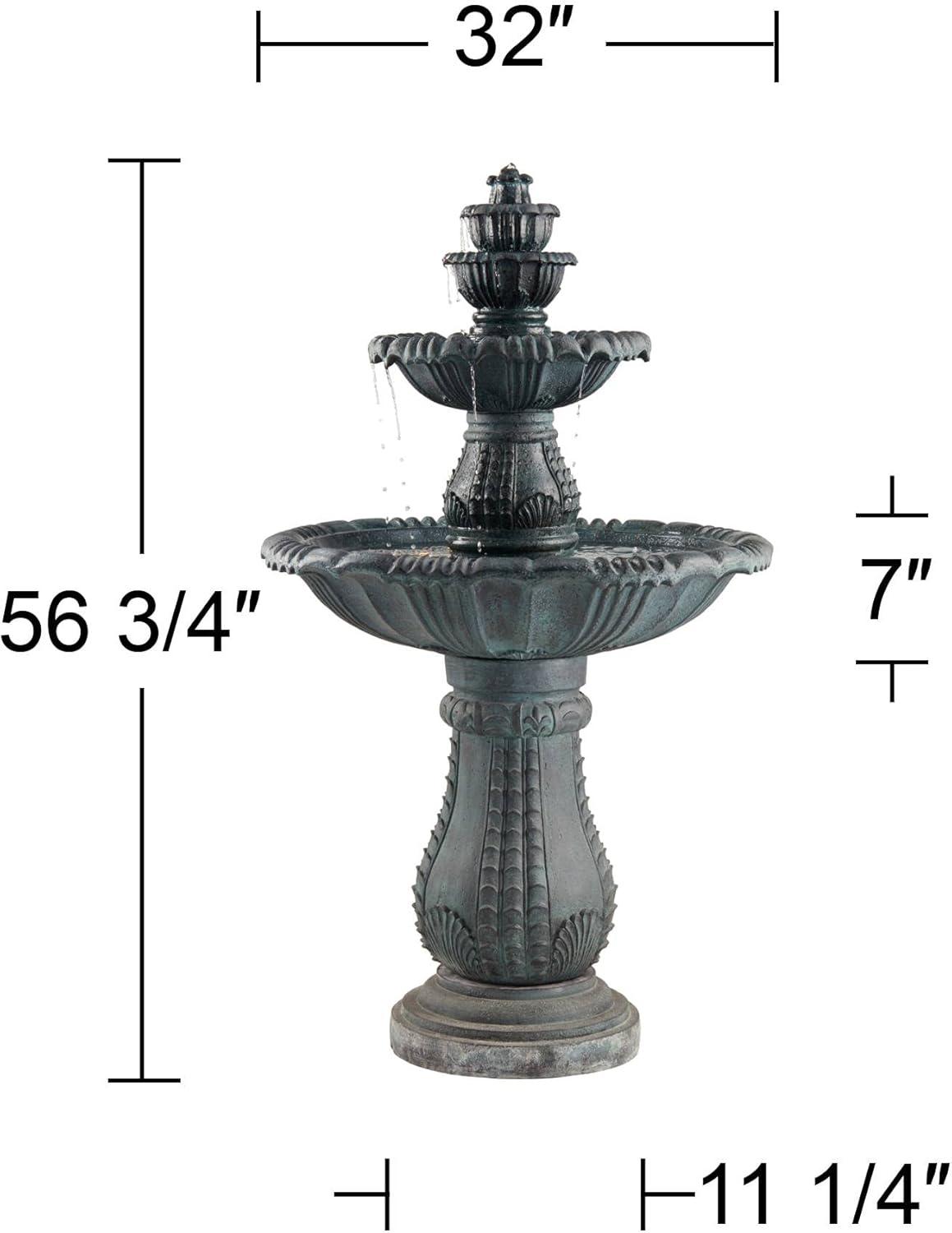 Hampton Slate 4-Tier Outdoor Water Fountain with LED Light