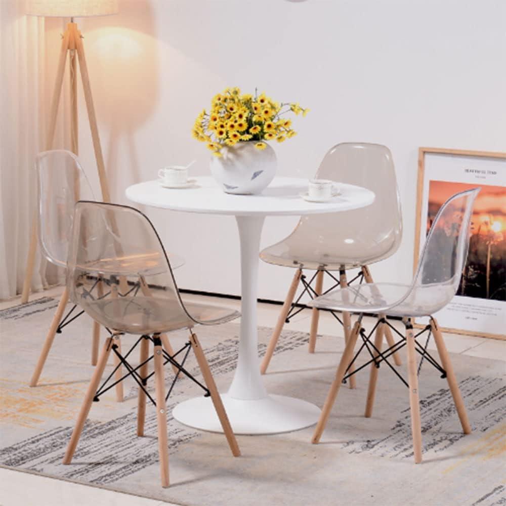 Round Dining Table,31.5”Kitchen Table for 2-4 People,MDF Table Top with Metal Pedestal Base,Tulip Design for Kitchen,Dining Room,Living Room,Leisure,White