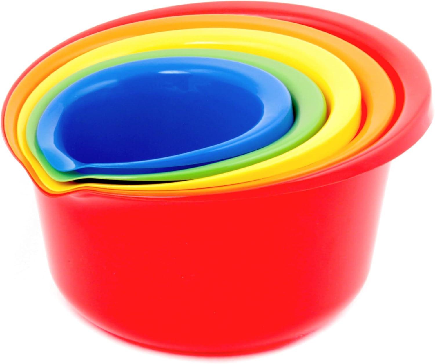 Colorful BPA-Free Plastic Mixing Bowl Set, 5 Pieces