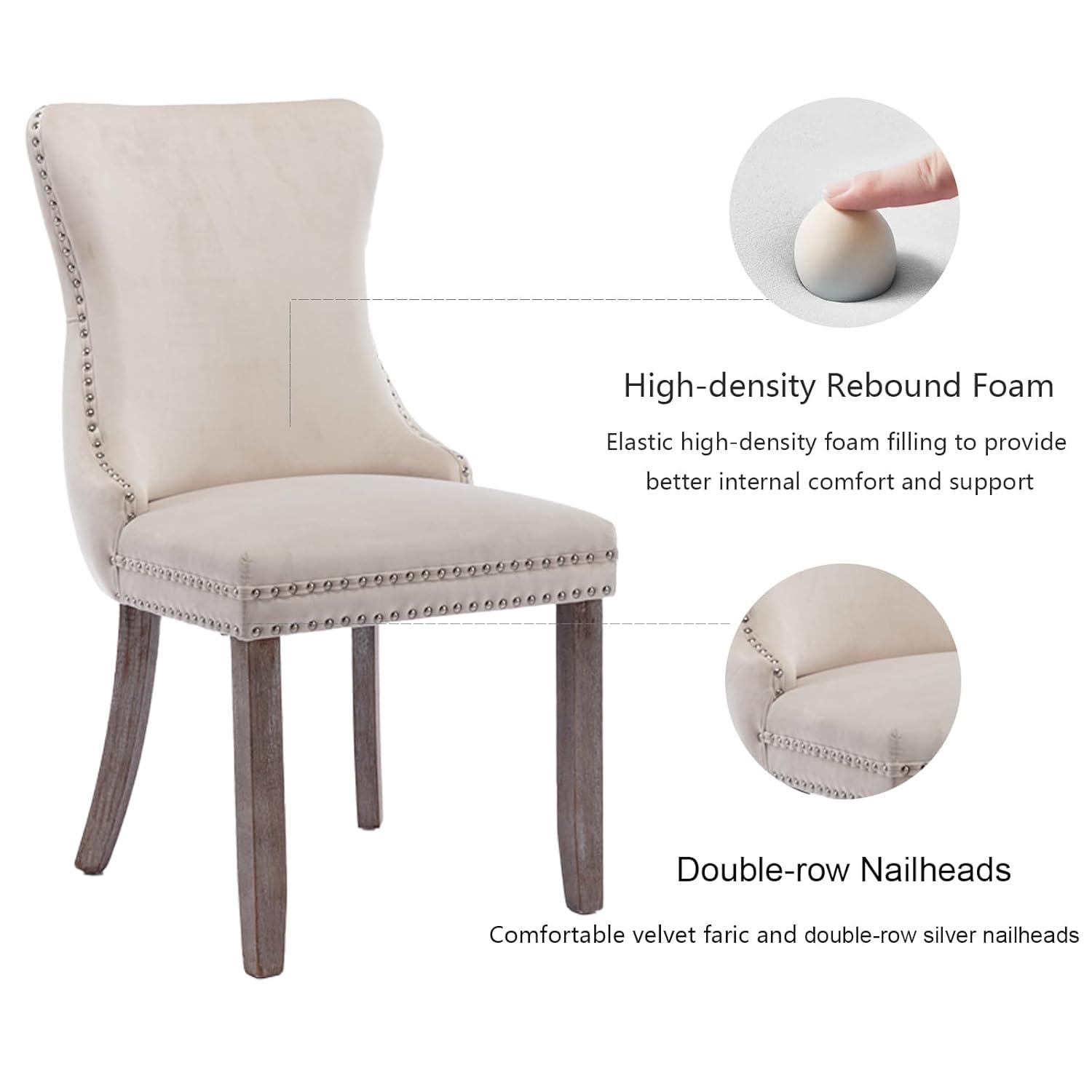 Velvet Upholstered Wing Back Dining Chair (Set of 6)